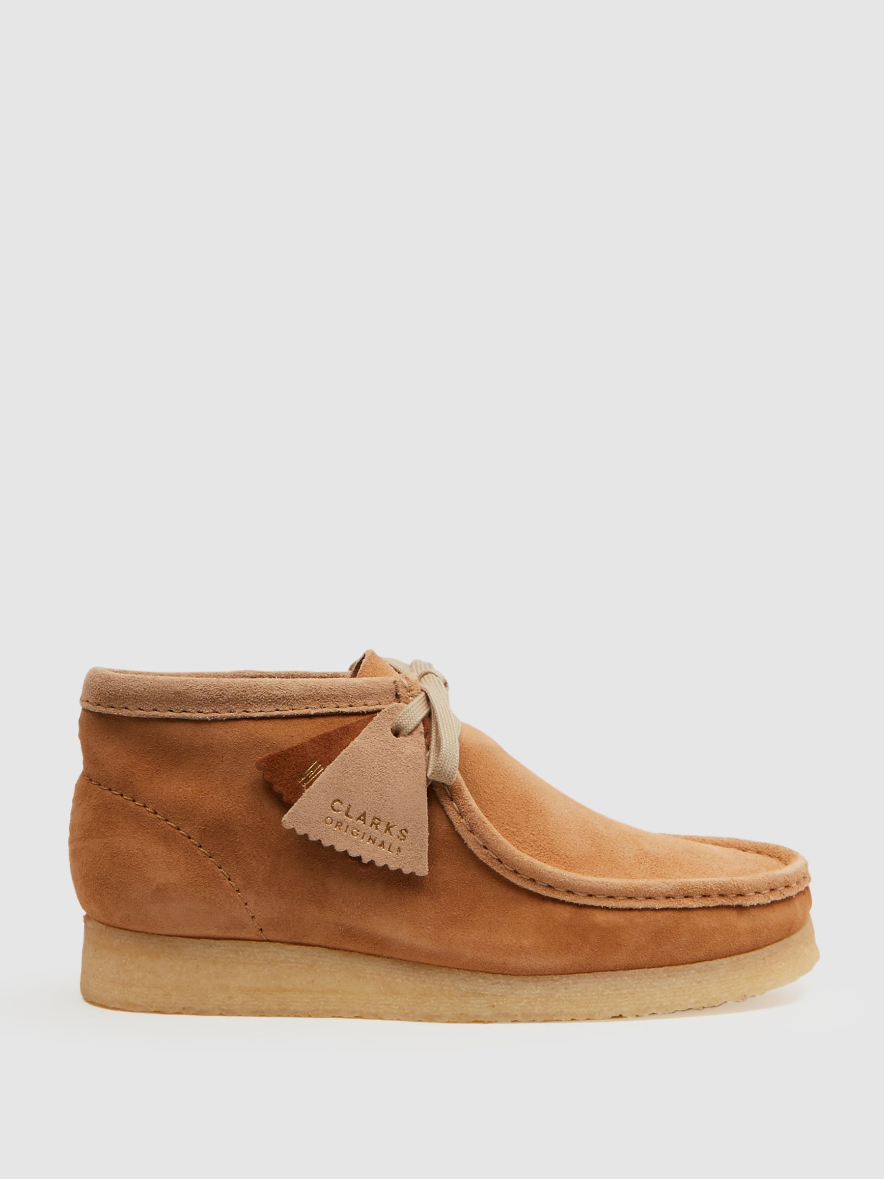 Clarks Originals Suede Wallabee Boots in Tan - Image 1 of 6
