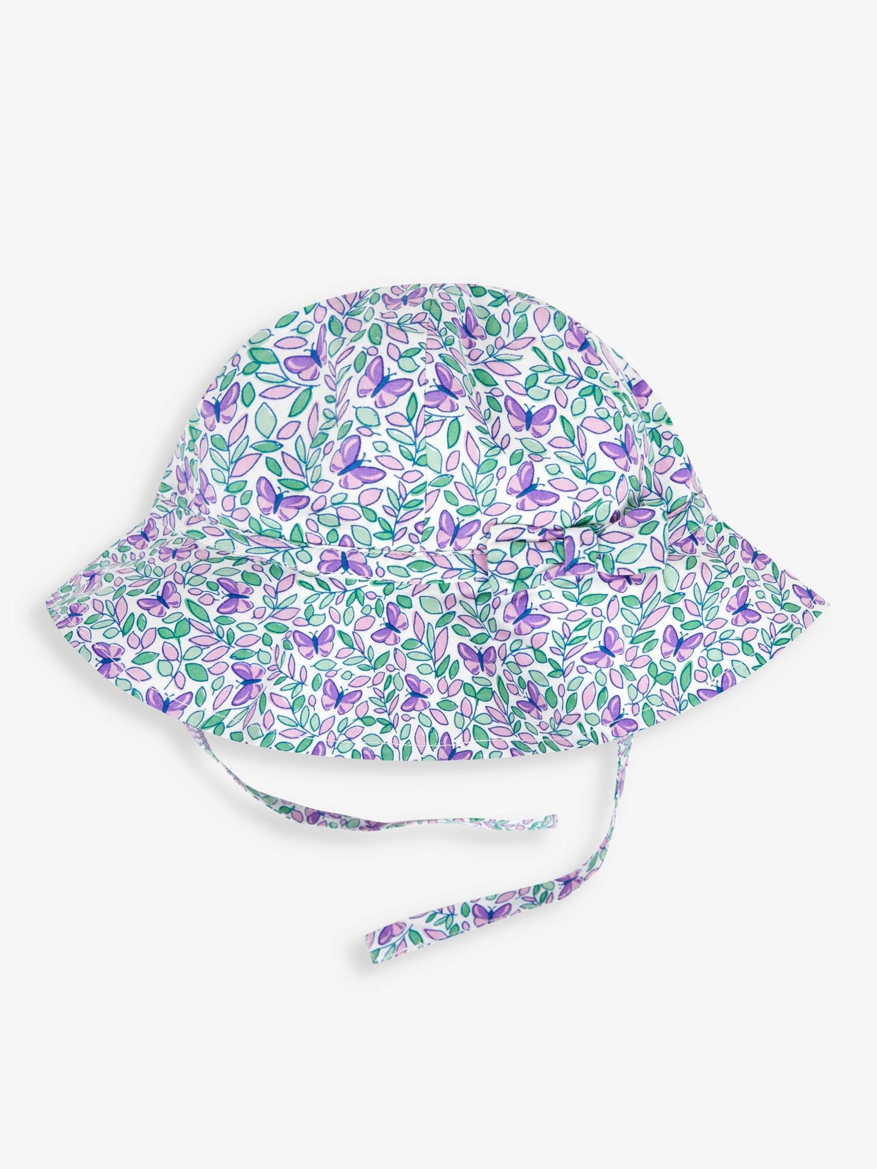 Lilac 2-Piece Butterfly Bloom Print Bubble Romper & Floppy Hat Set - Image 5 of 6
