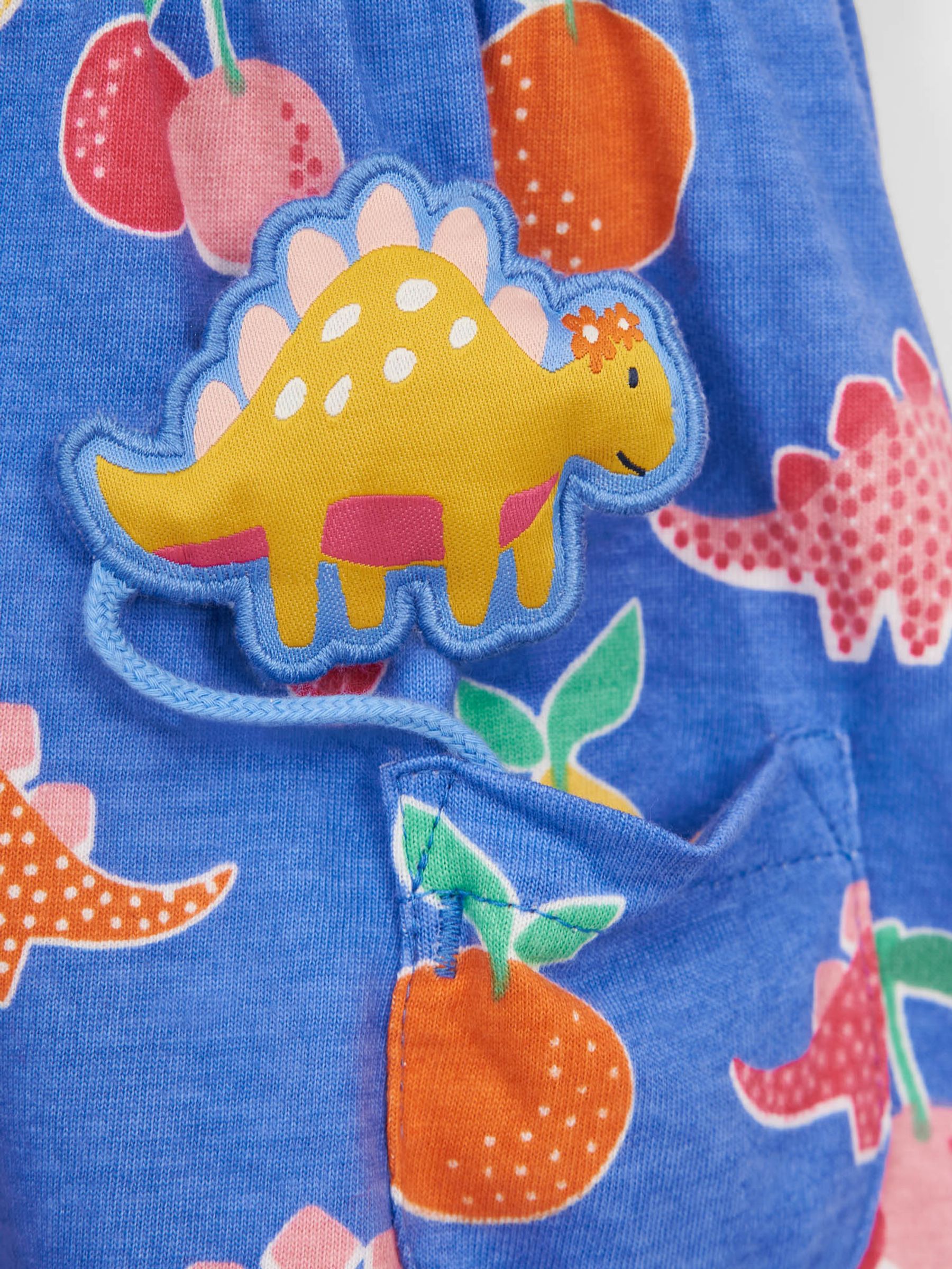 Blue Girls Dinosaur & Fruit Print Pet in Pocket Dress - Image 4 of 4
