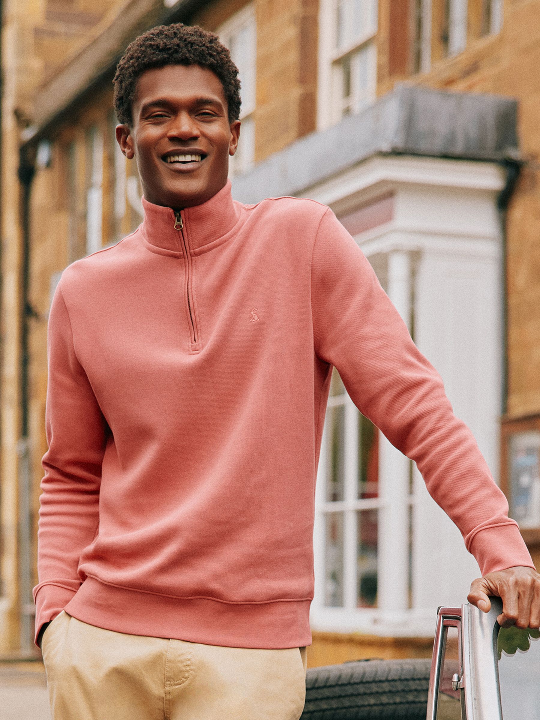 Alistair Pink Quarter Zip Cotton Sweatshirt - Image 10 of 12