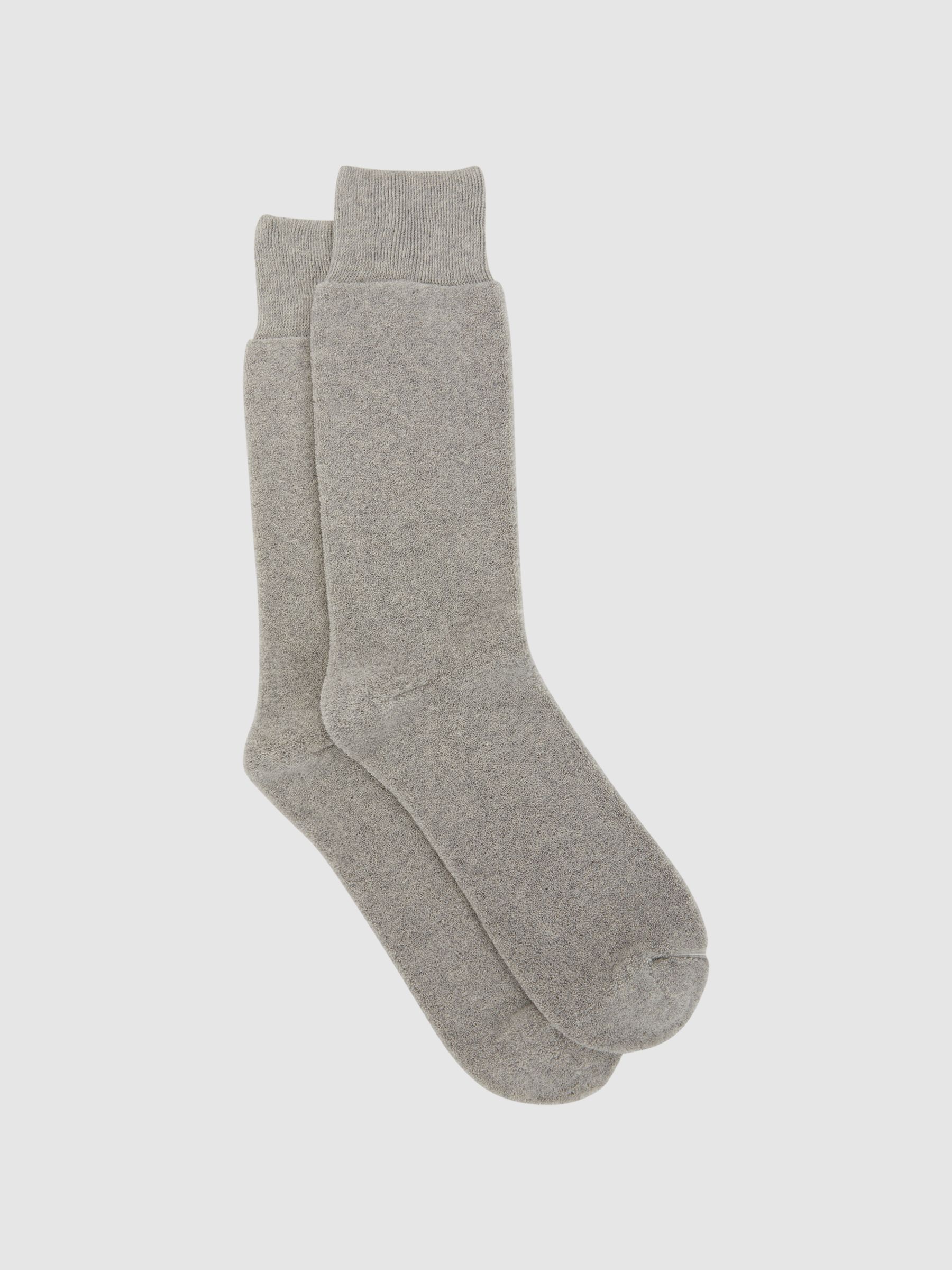 Cotton Blend Terry Towelling Socks in Grey Melange - Image 1 of 3