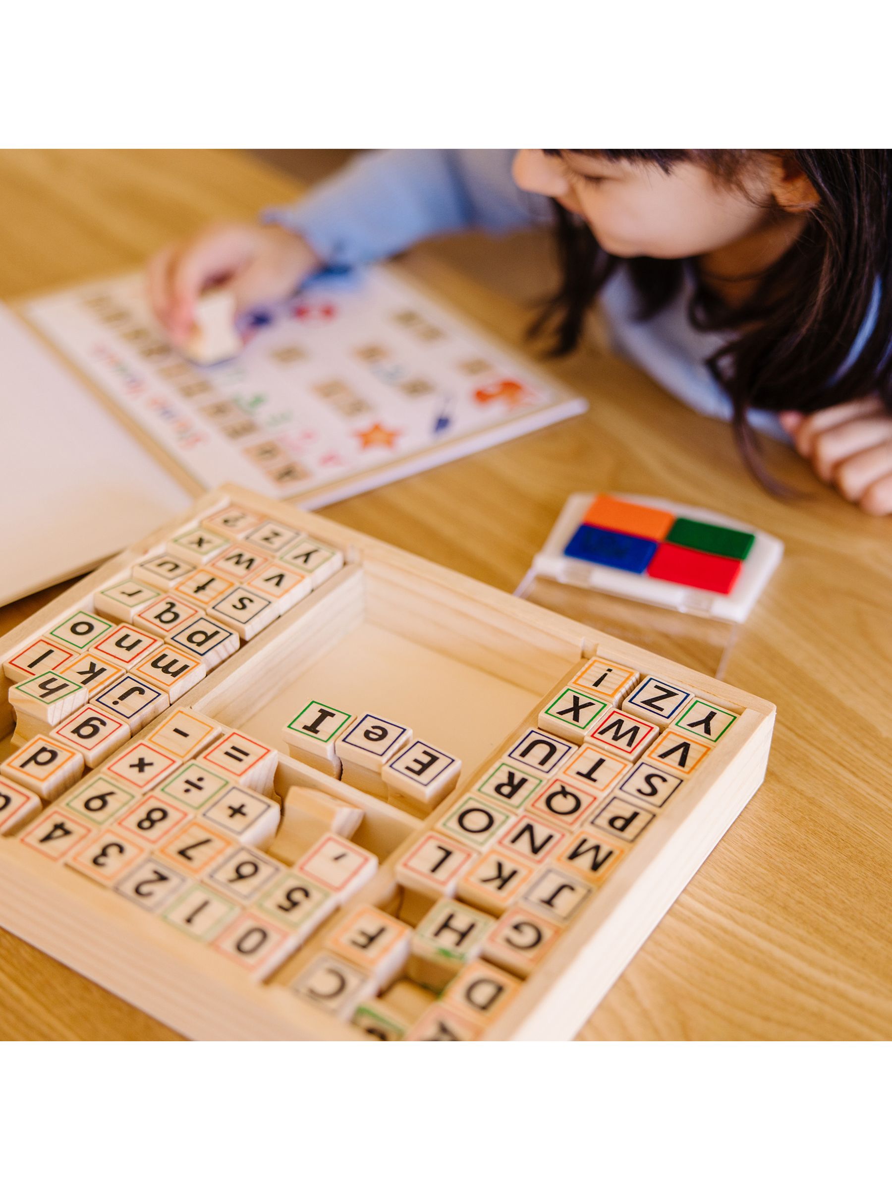Melissa & Doug Deluxe Wooden Stamp Set ABCs 123s - Image 6 of 8