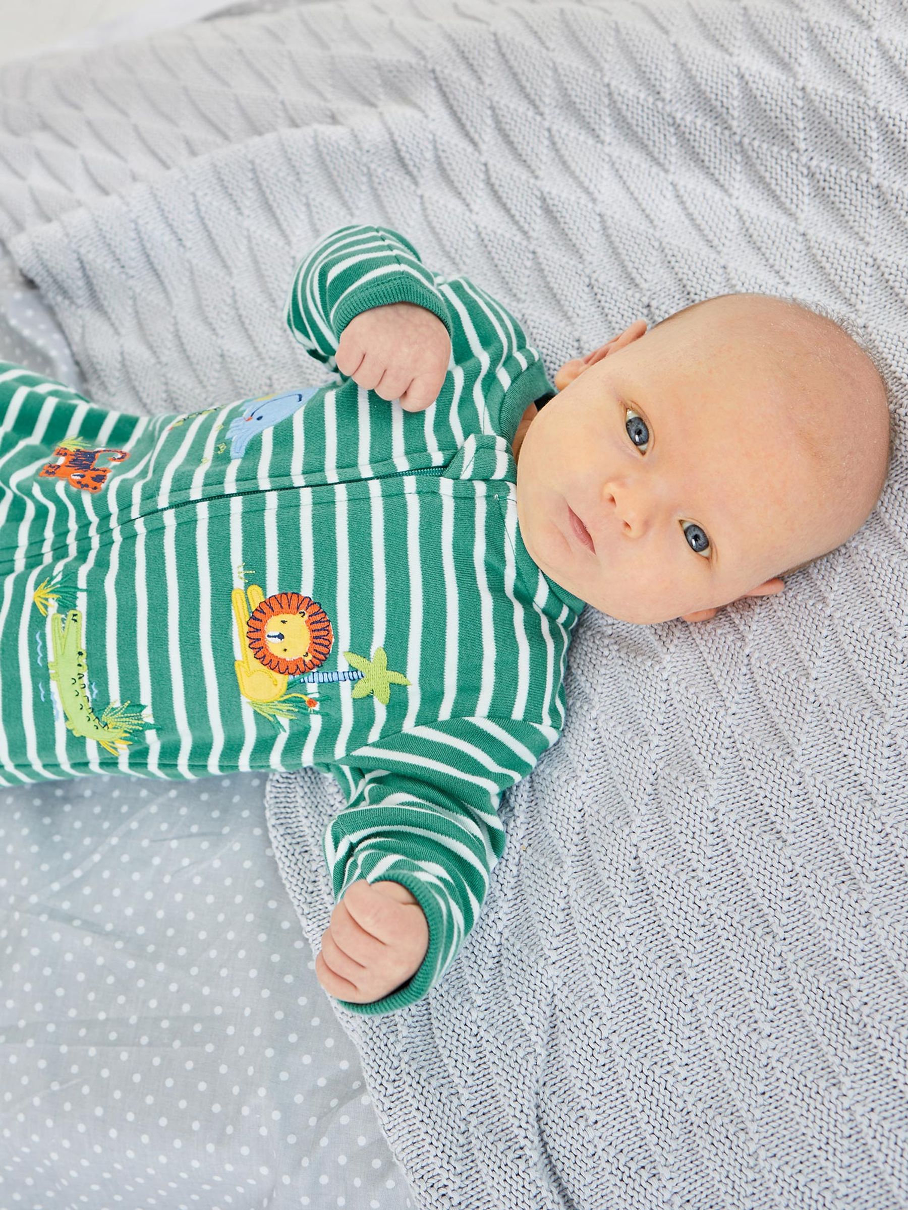 Teal Safari Appliqué Zip Baby Sleepsuit - Image 2 of 2