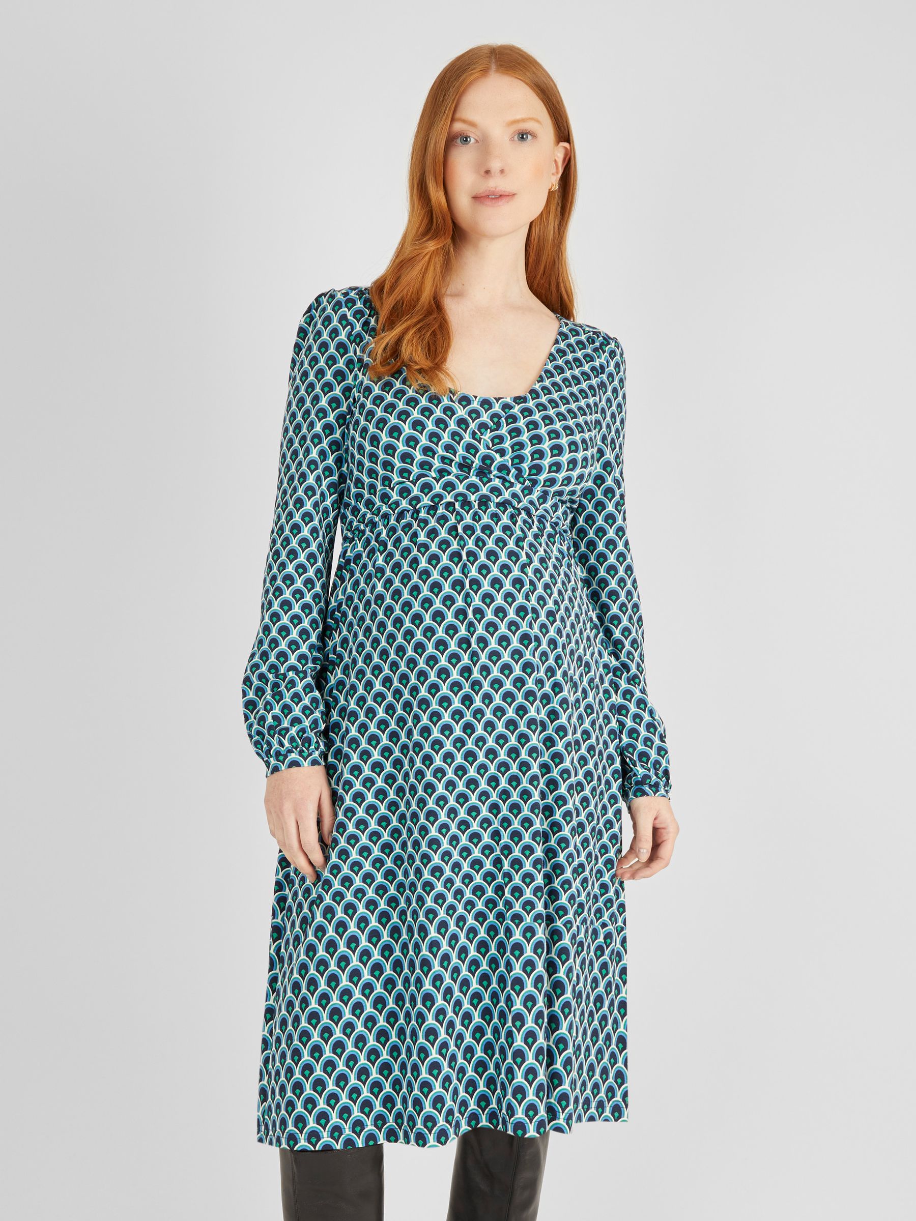 Navy Geo Maternity & Nursing Wrap Dress - Image 2 of 4