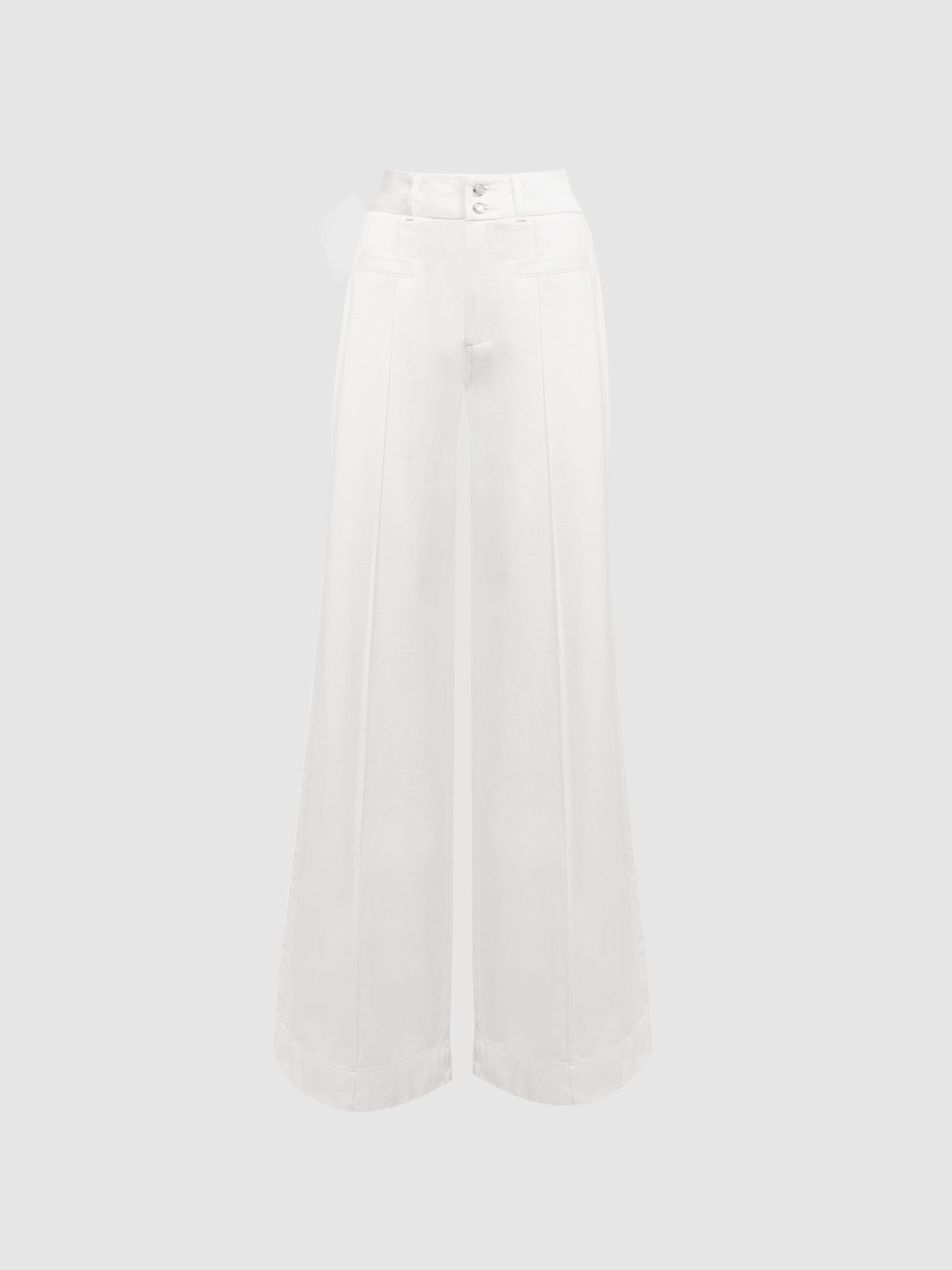 Paige High Rise Wide Leg Jeans in Boss White - Image 2 of 5
