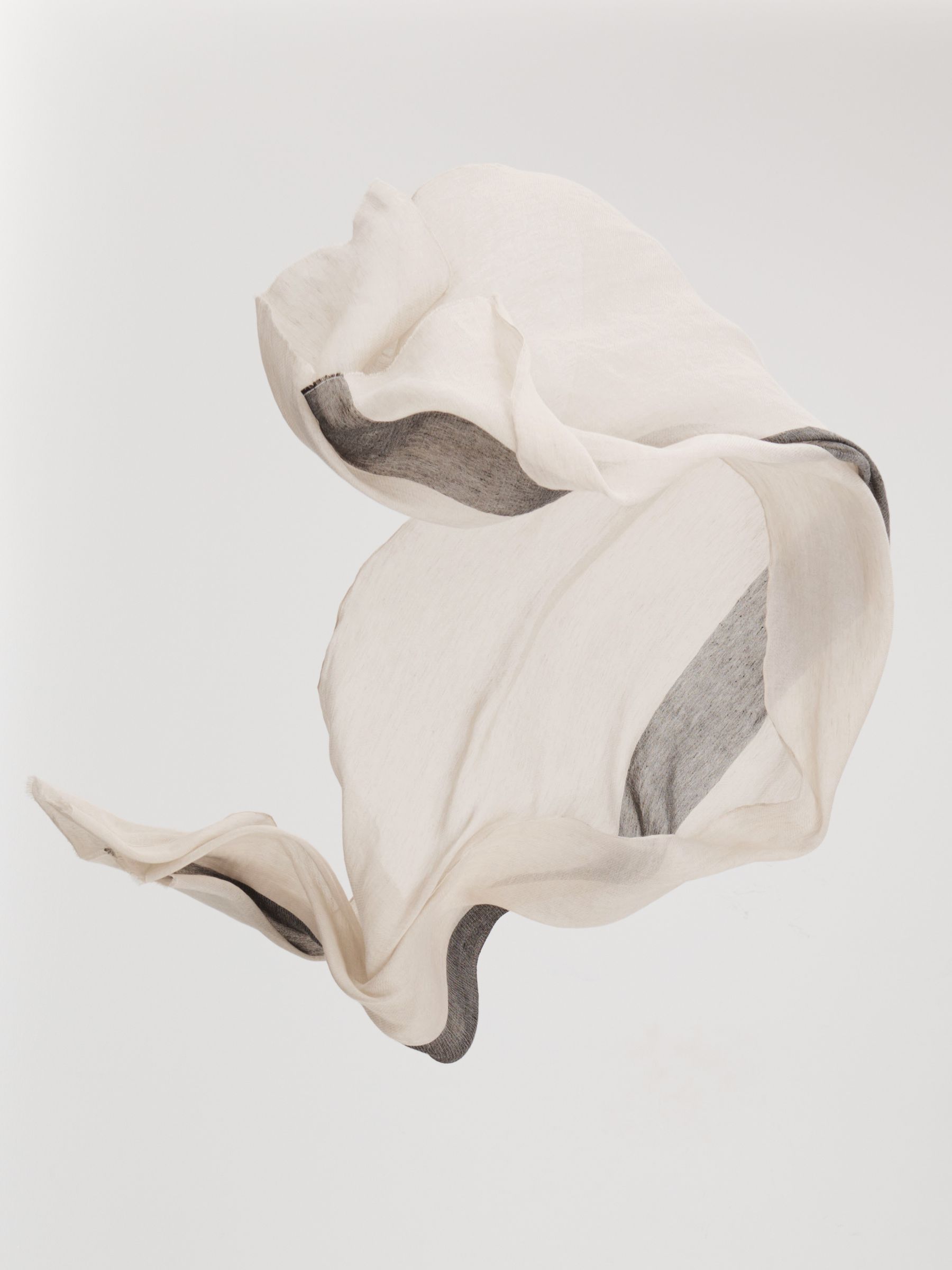 Modal-Linen Striped Scarf in Black - Image 5 of 5