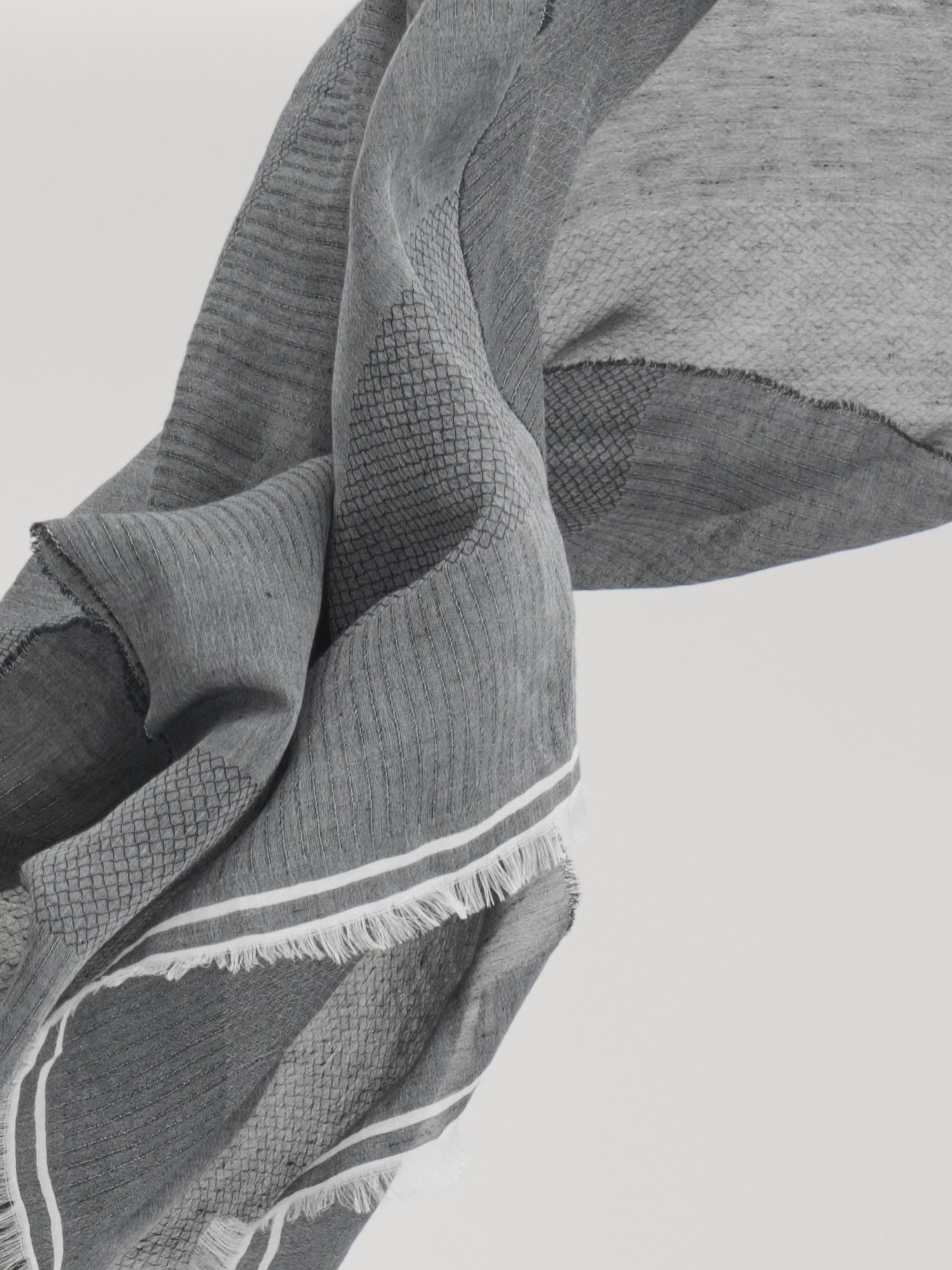 Modal Blend Yarn Dyed Scarf in Blue - Image 2 of 6 Modal Blend Yarn Dyed Scarf in Blue - Image 2 of 6