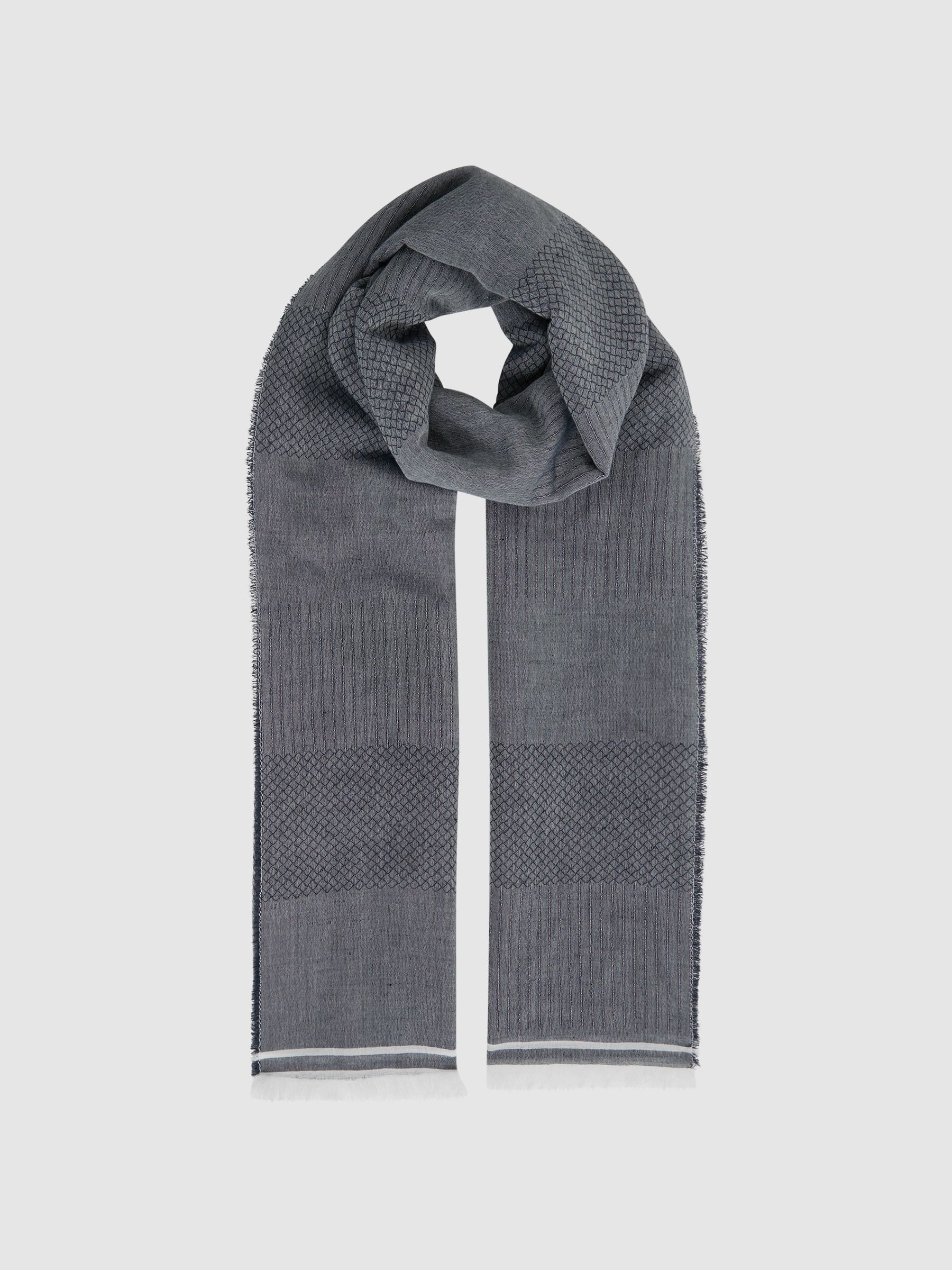 Modal Blend Yarn Dyed Scarf in Blue - Image 3 of 6