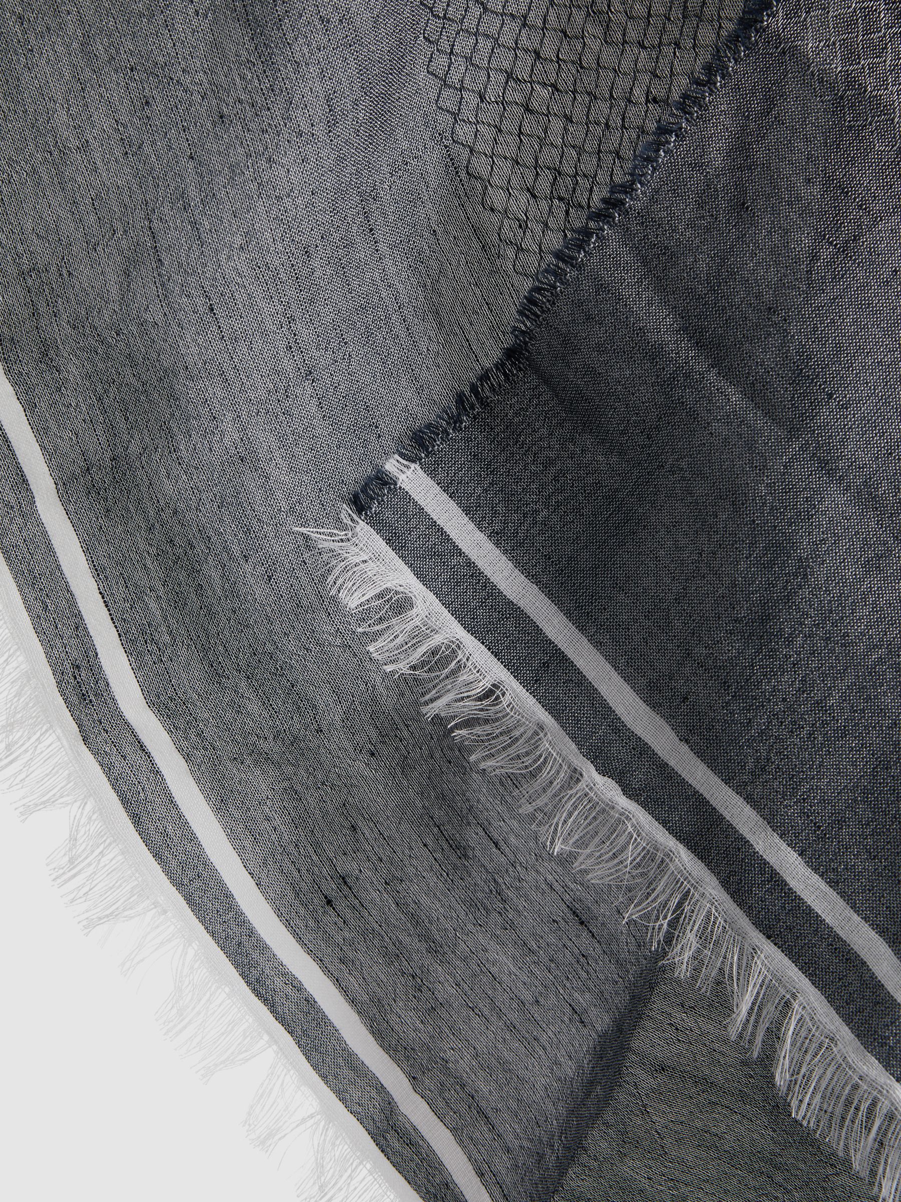 Modal Blend Yarn Dyed Scarf in Blue - Image 5 of 6