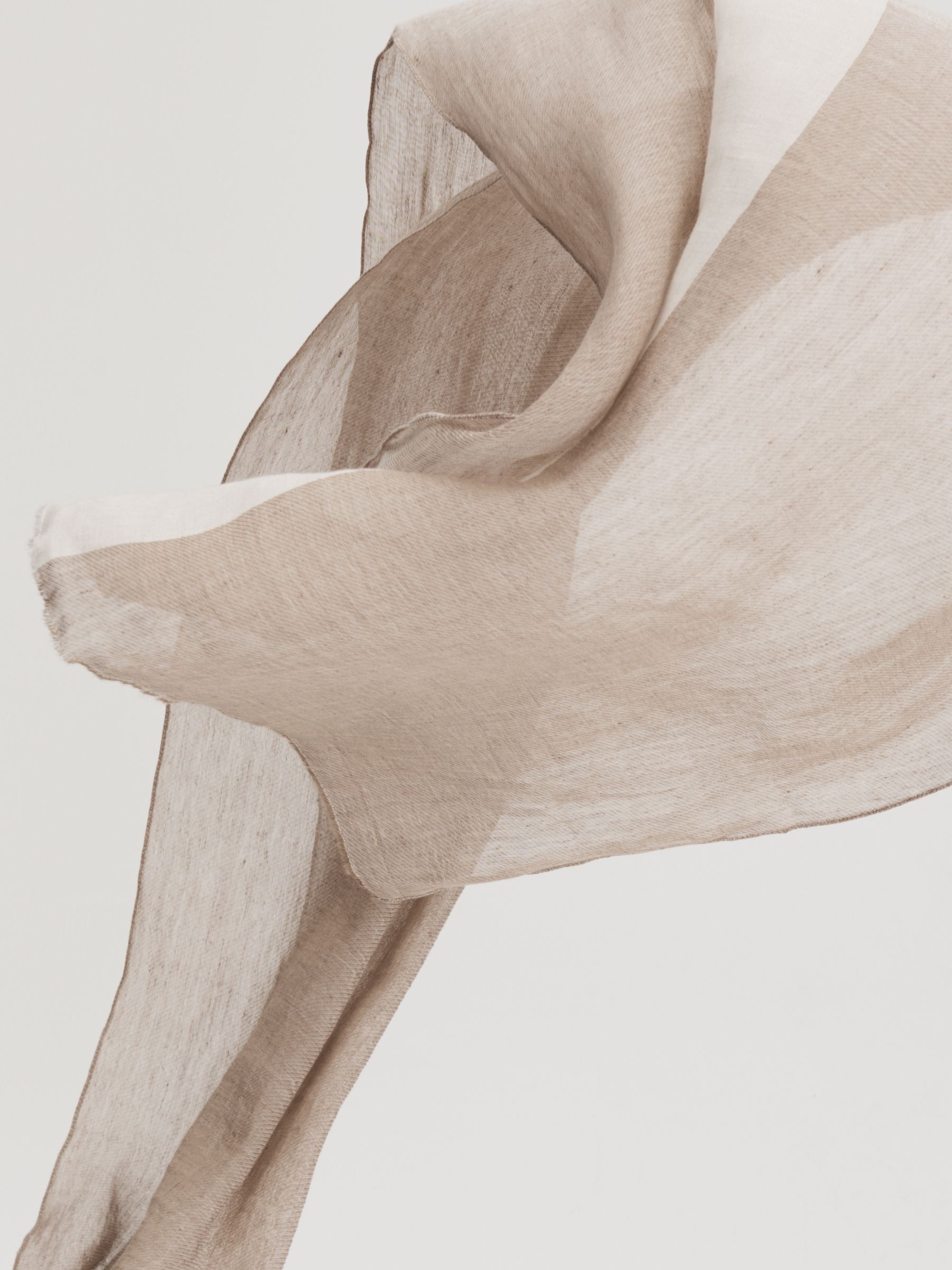 Modal-Linen Striped Scarf in Camel - Image 3 of 5