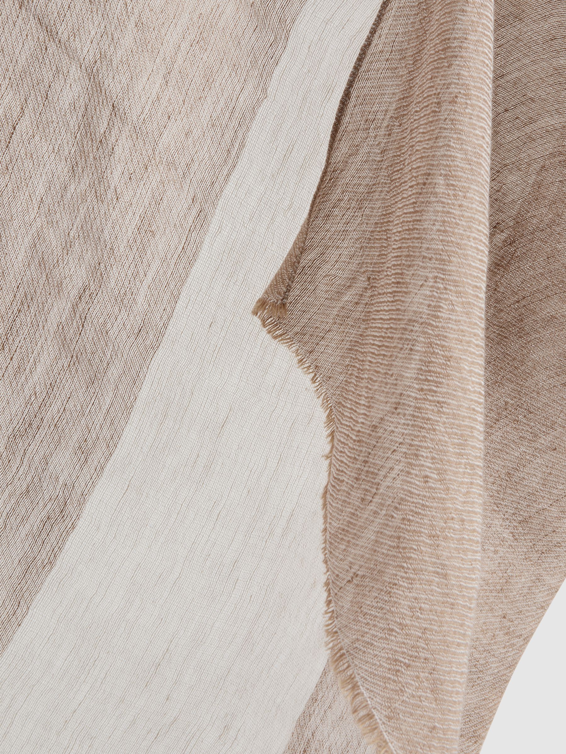 Modal-Linen Striped Scarf in Camel - Image 5 of 5