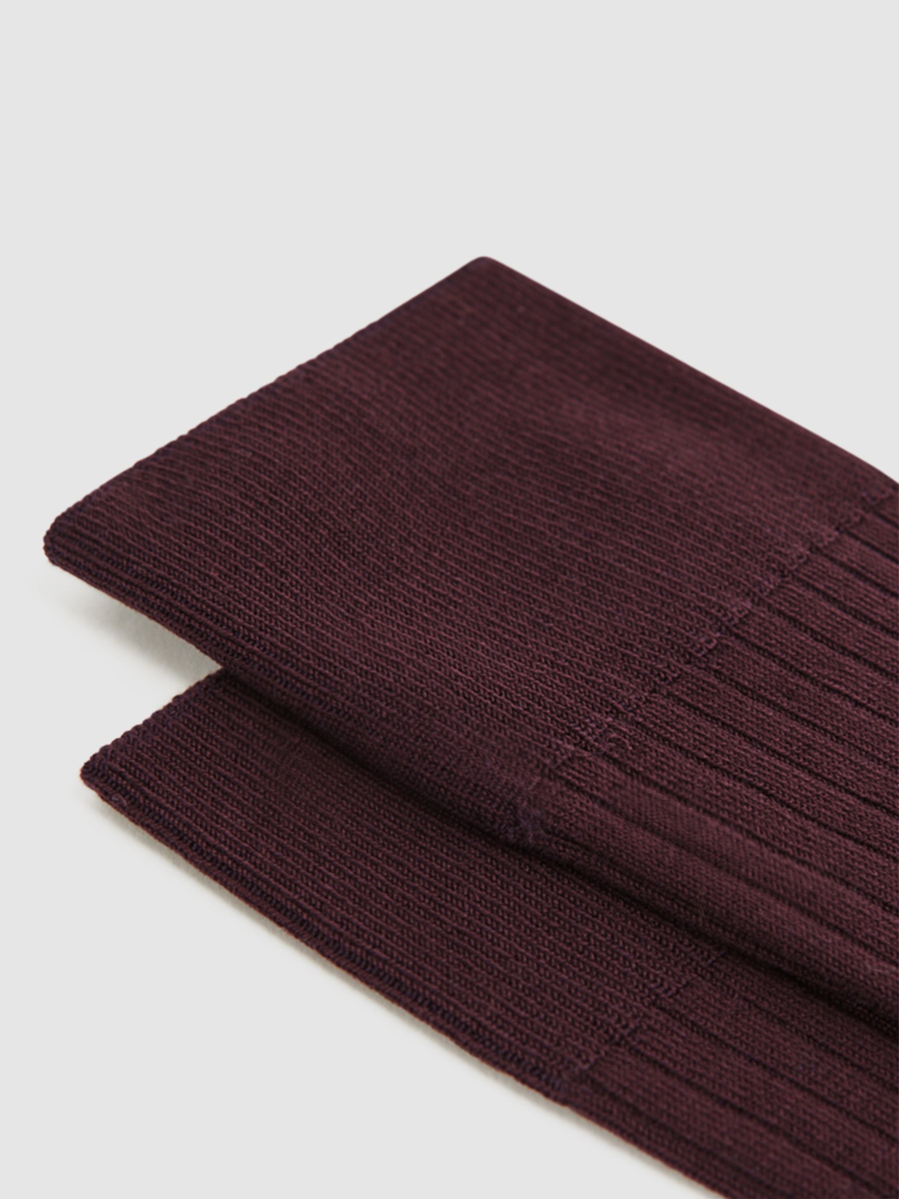 Ribbed Mercerised Cotton Blend Sock in Bordeaux - Image 2 of 3