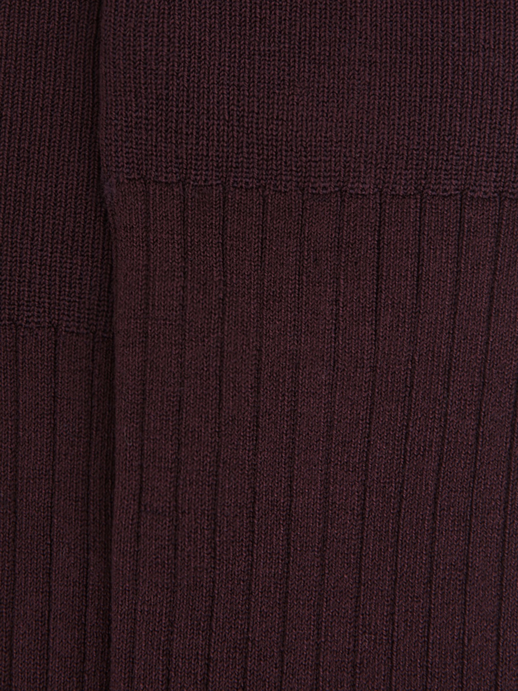 Ribbed Mercerised Cotton Blend Sock in Bordeaux - Image 3 of 3