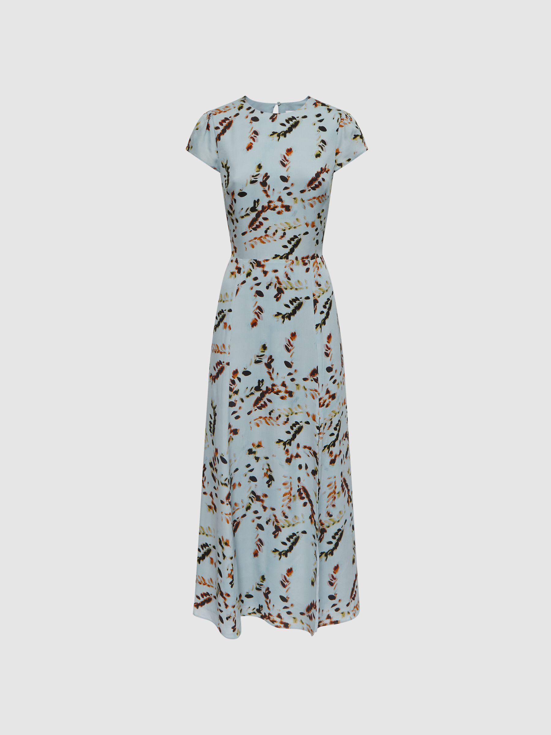 Floral Cut-Out Back Midi Dress in Sage - Image 2 of 6