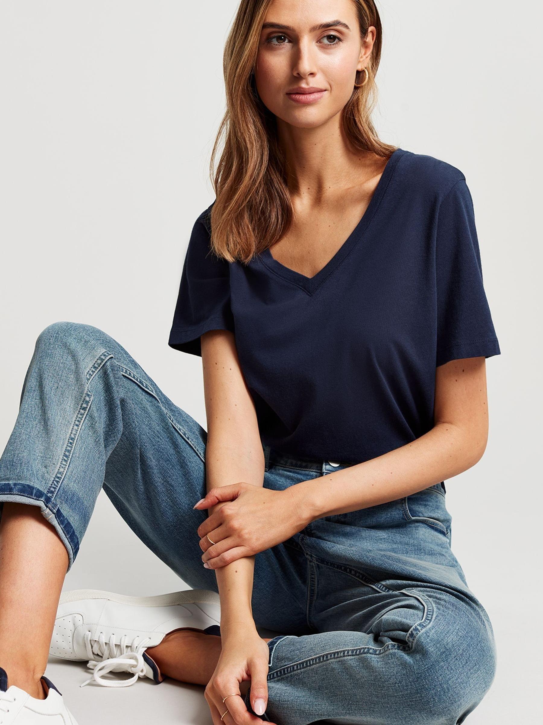 Emily Blue V-Neck T-Shirt - Image 1 of 6