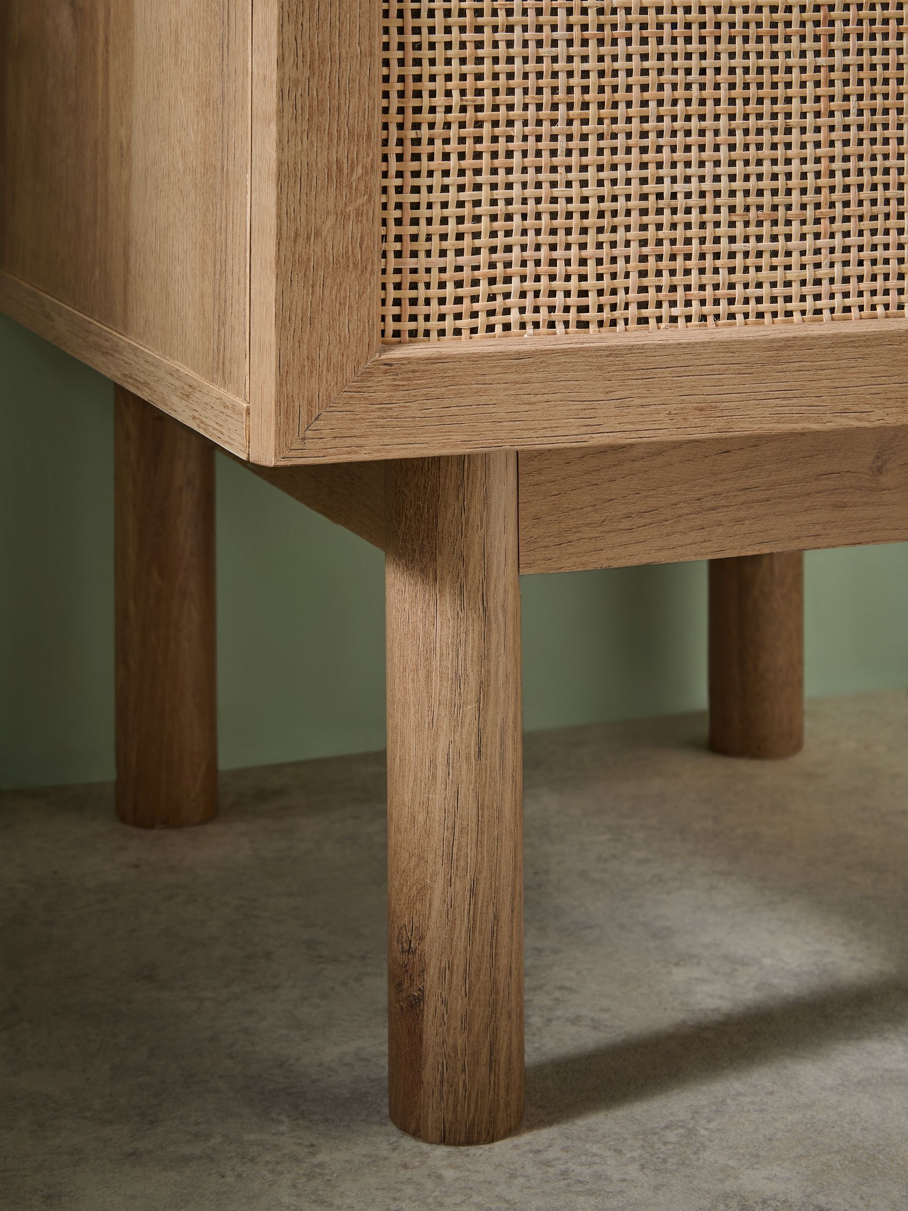 Pavia Rattan Bedside Table in Oak Effect - Image 4 of 4
