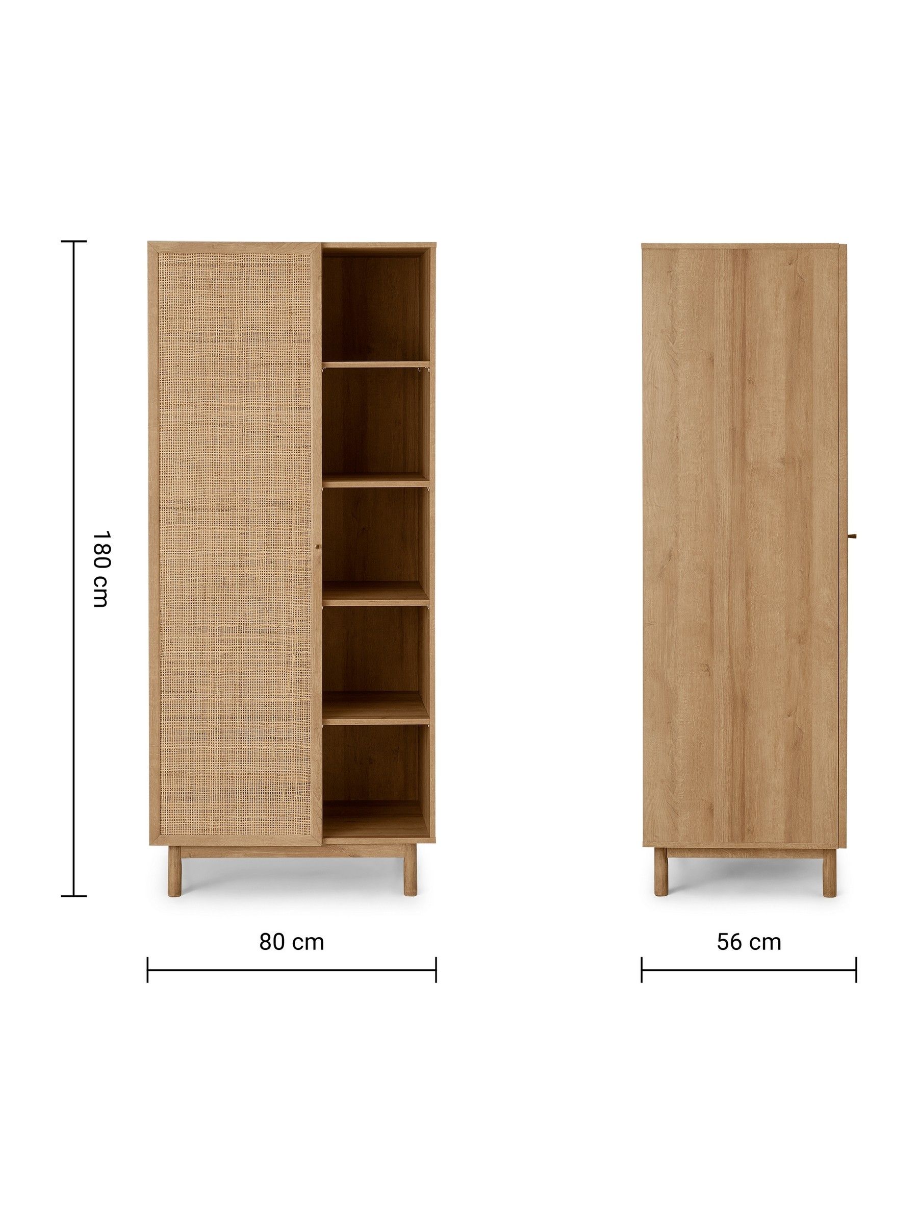 Pavia Rattan Triple Wardrobe in Oak Effect - Image 6 of 7