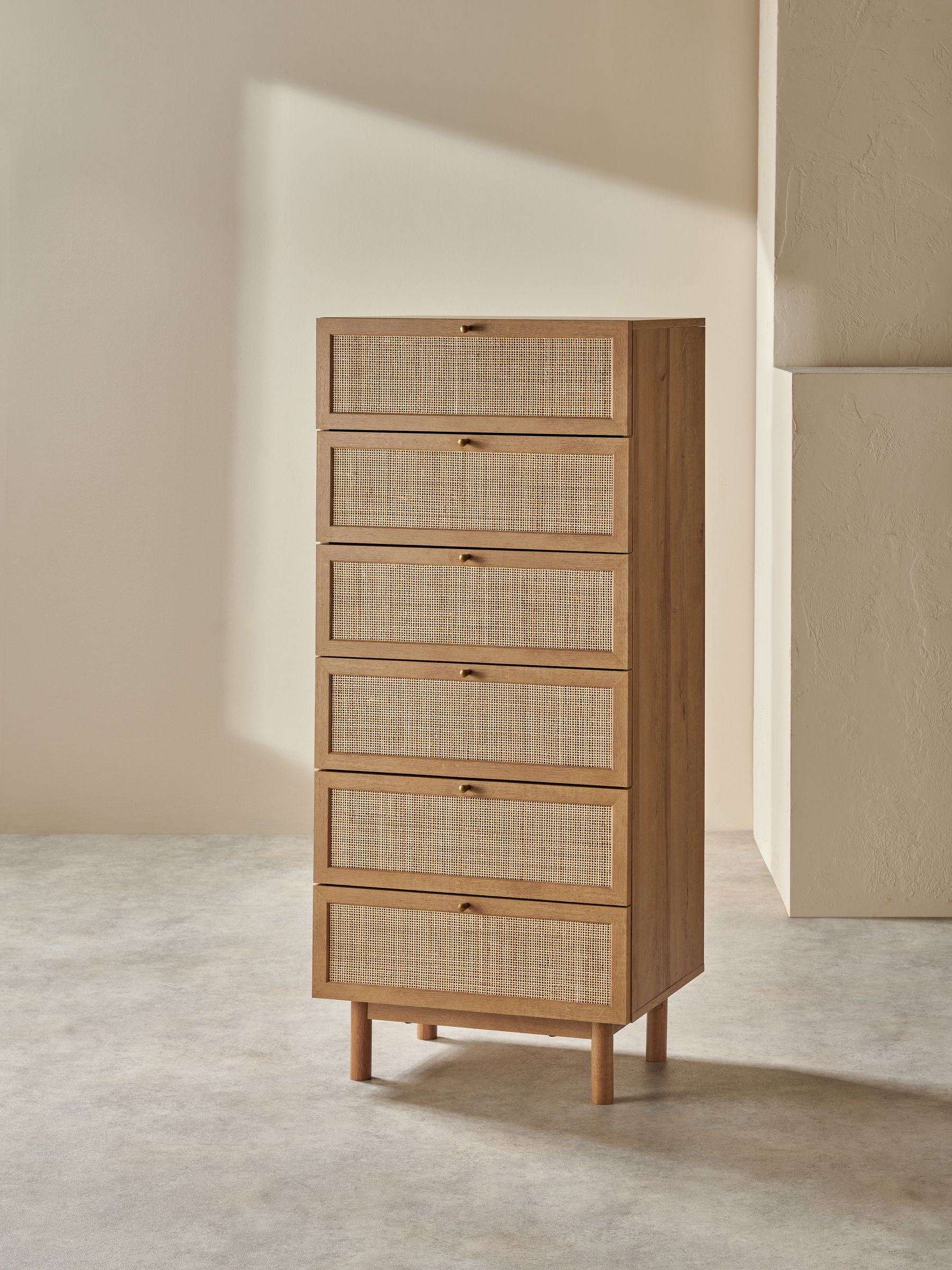 Pavia Rattan 6 Drawer Chest of Drawers in Oak Effect 1 - Image 2 of 7