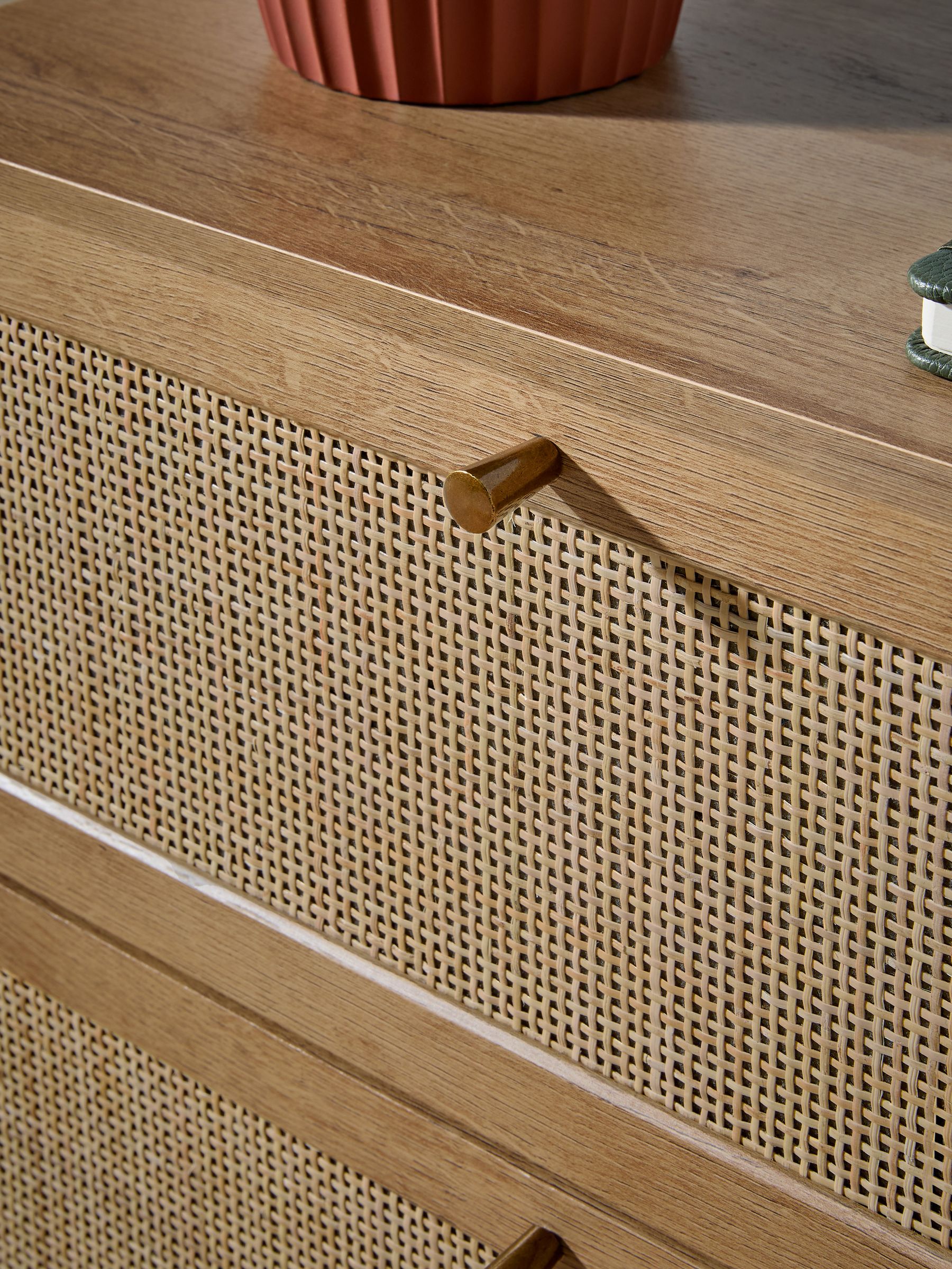 Pavia Rattan 6 Drawer Chest of Drawers in Oak Effect 1 - Image 3 of 7