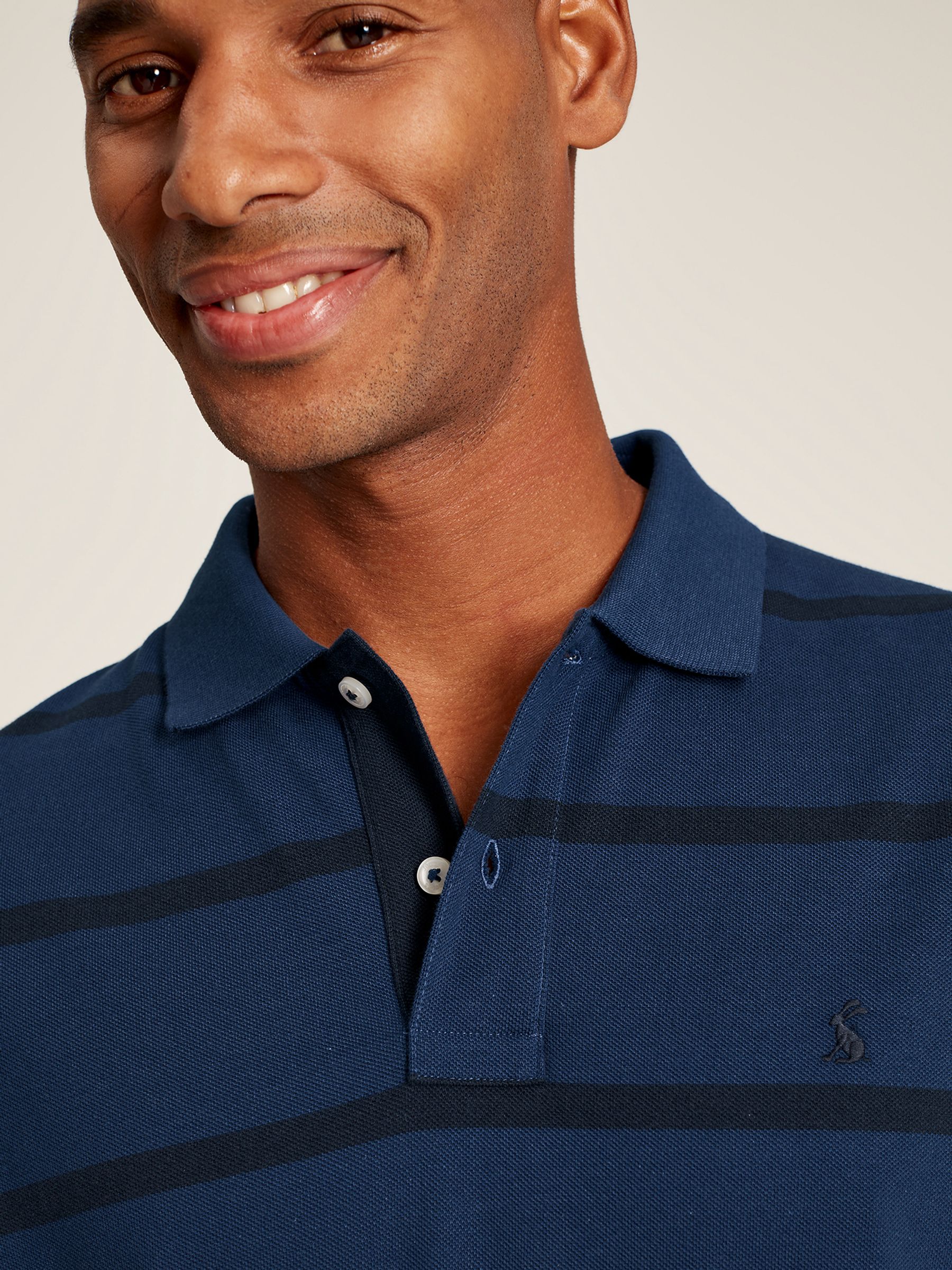 Filbert Blue Classic Fit Striped Polo Shirt - Image 6 of 6