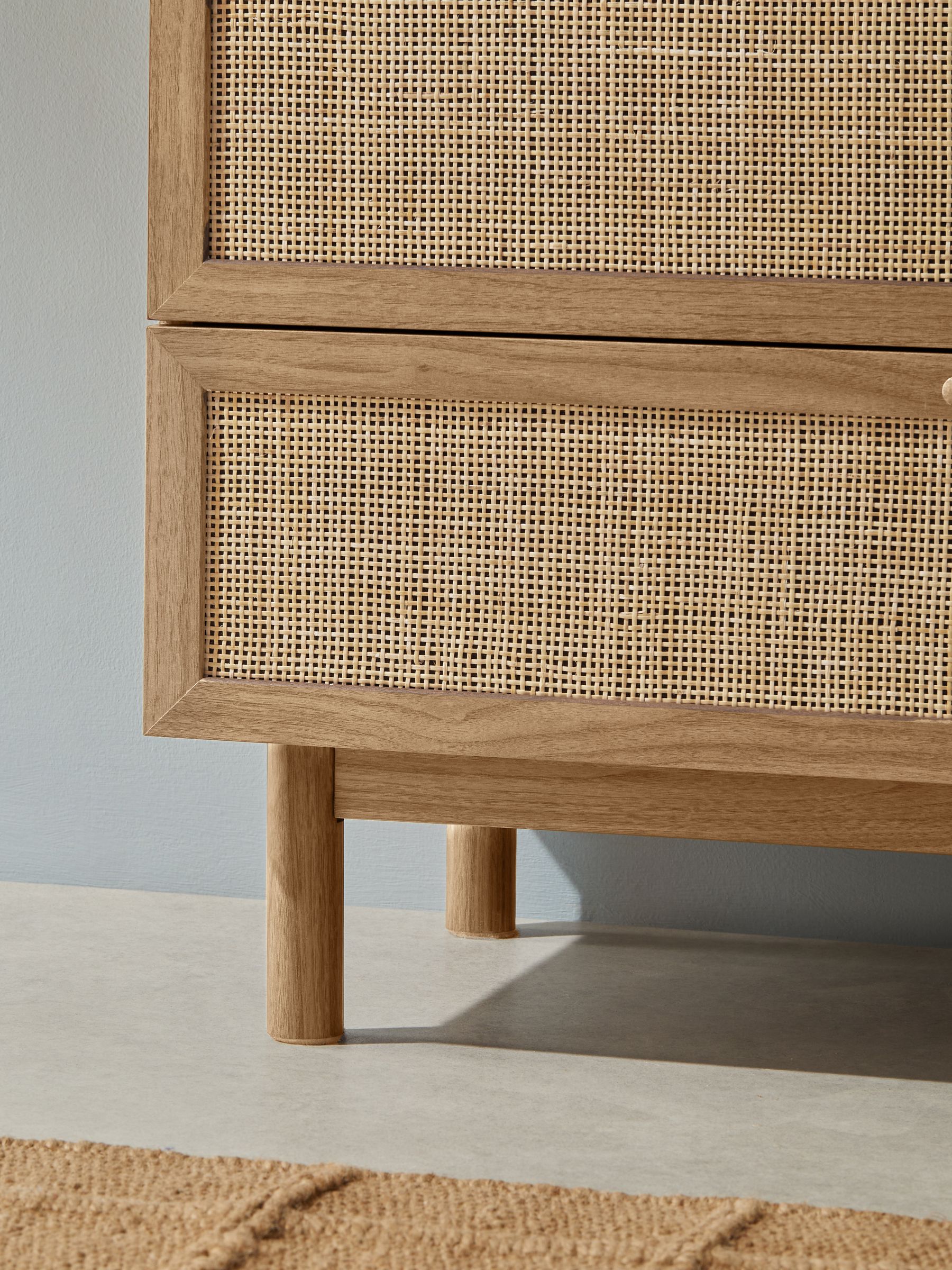 Pavia Rattan 4 Drawer Chest of Drawers in Oak Effect - Image 2 of 6