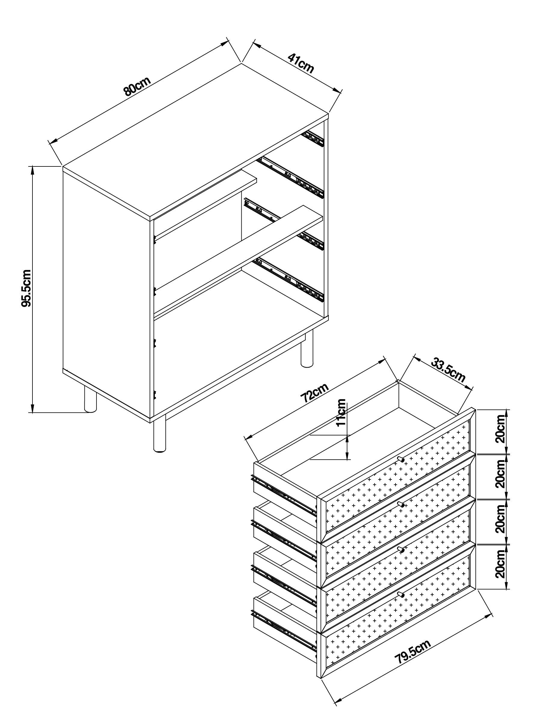 Pavia Rattan 4 Drawer Chest of Drawers in Dark Oak Effect - Image 4 of 6