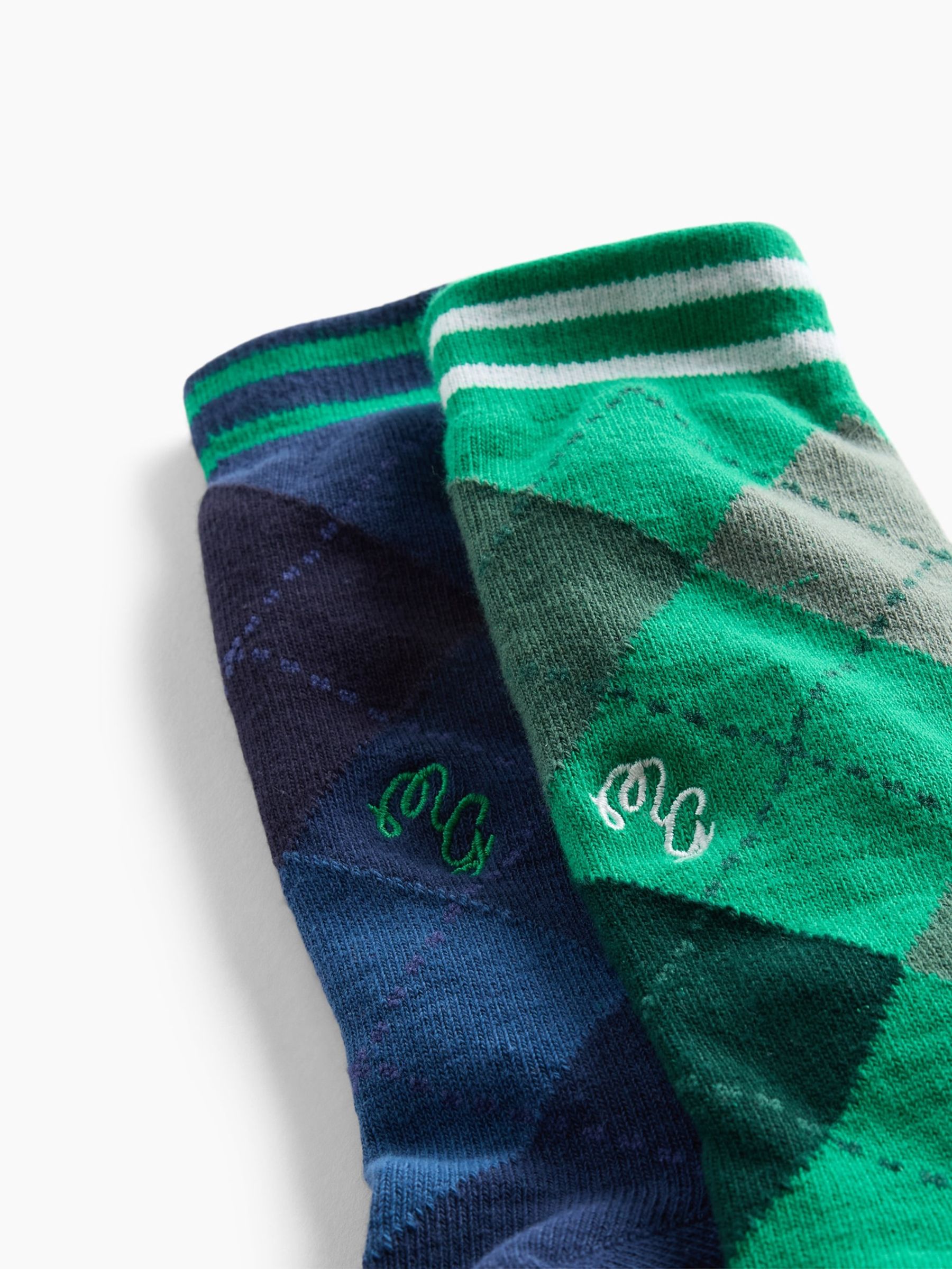 Gap x Malbon Green/Navy Argyle Crew Socks (2-Pack) - Image 2 of 3