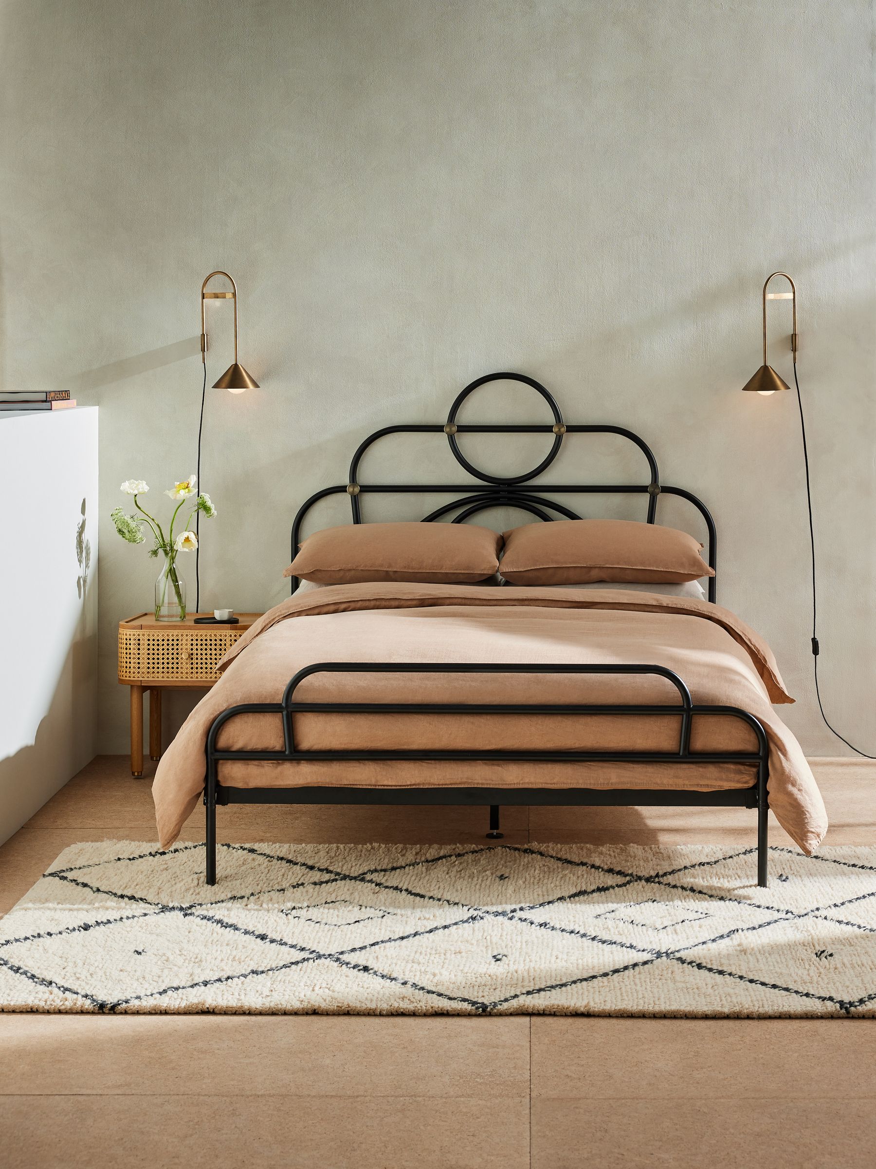 Anthea Double Bed in Metal in Black - Image 1 of 4