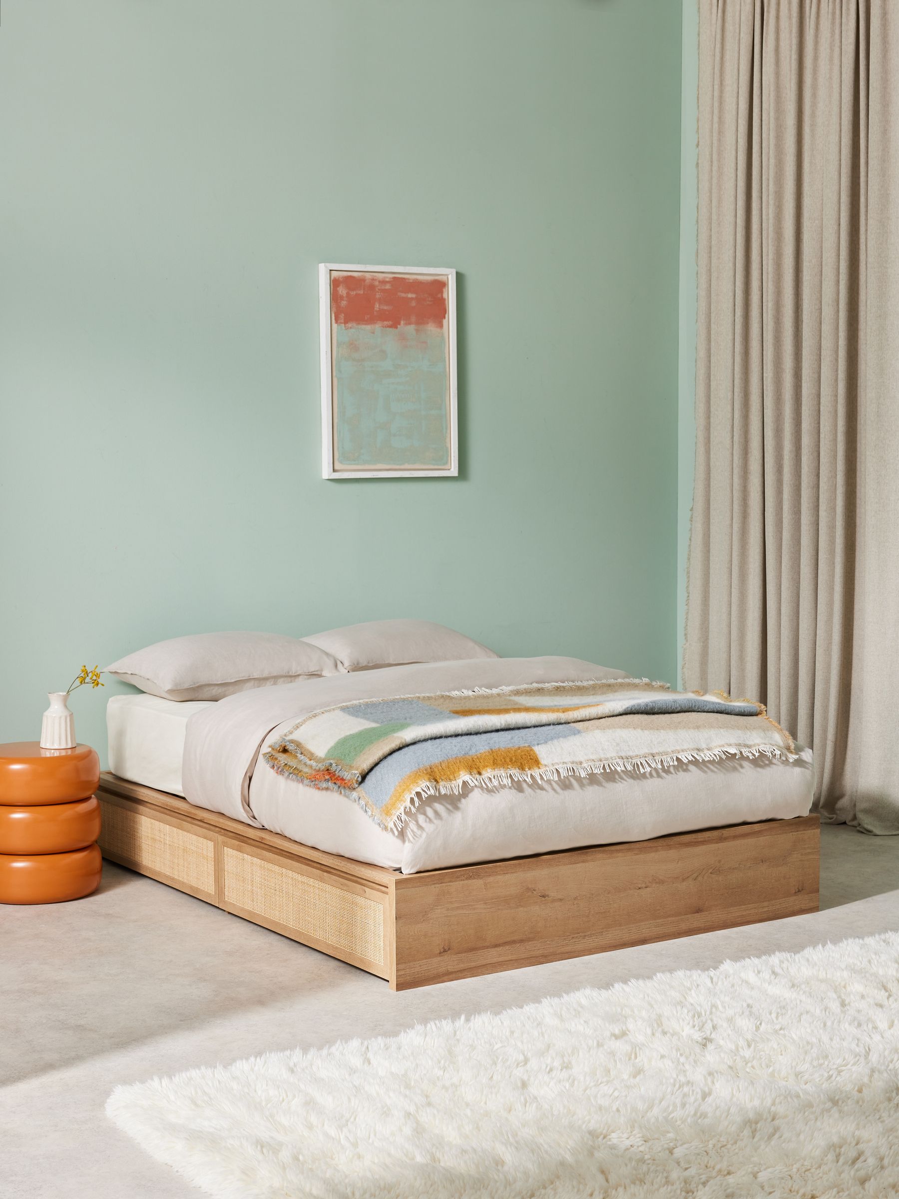 Pavia Rattan Storage Bed in Oak Effect - Image 1 of 4