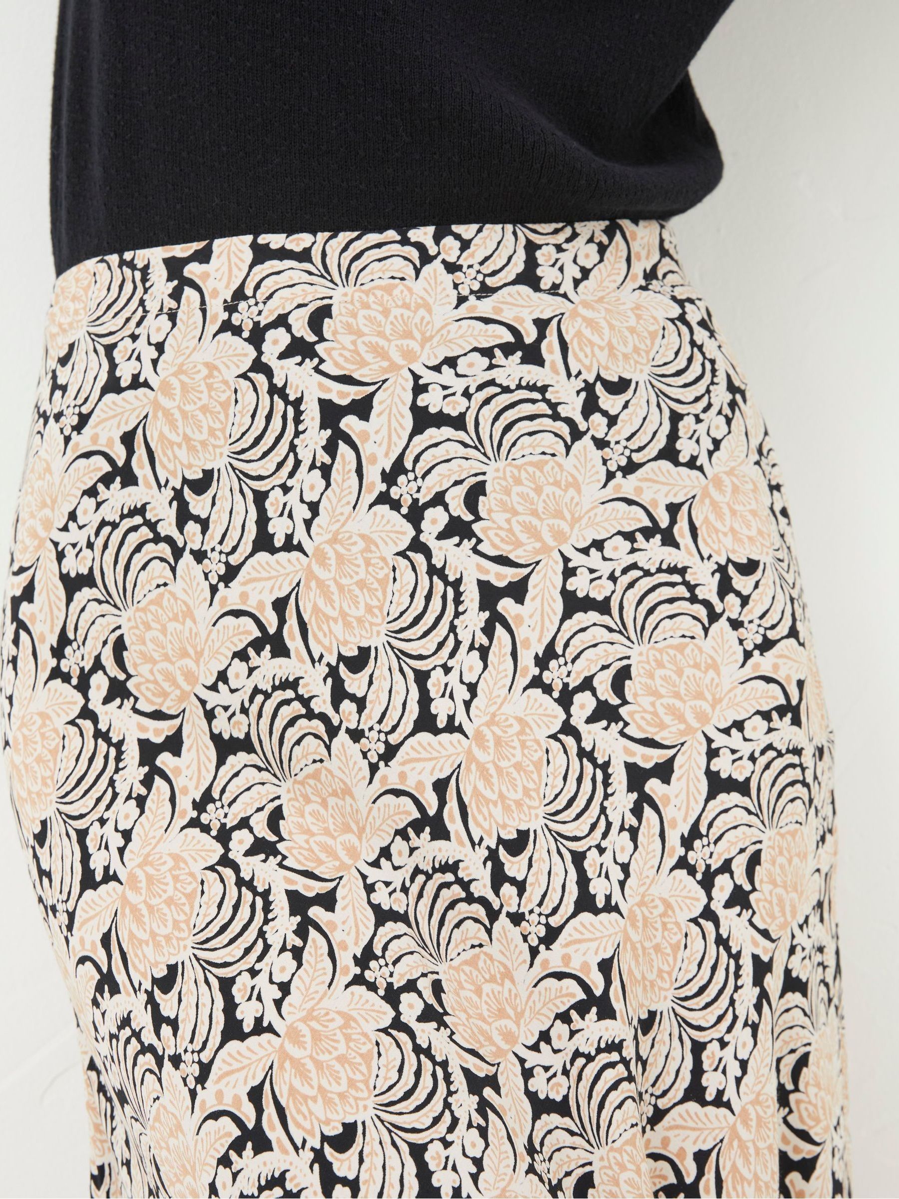 Black Pat Damask Floral Midi Skirt - Image 4 of 5