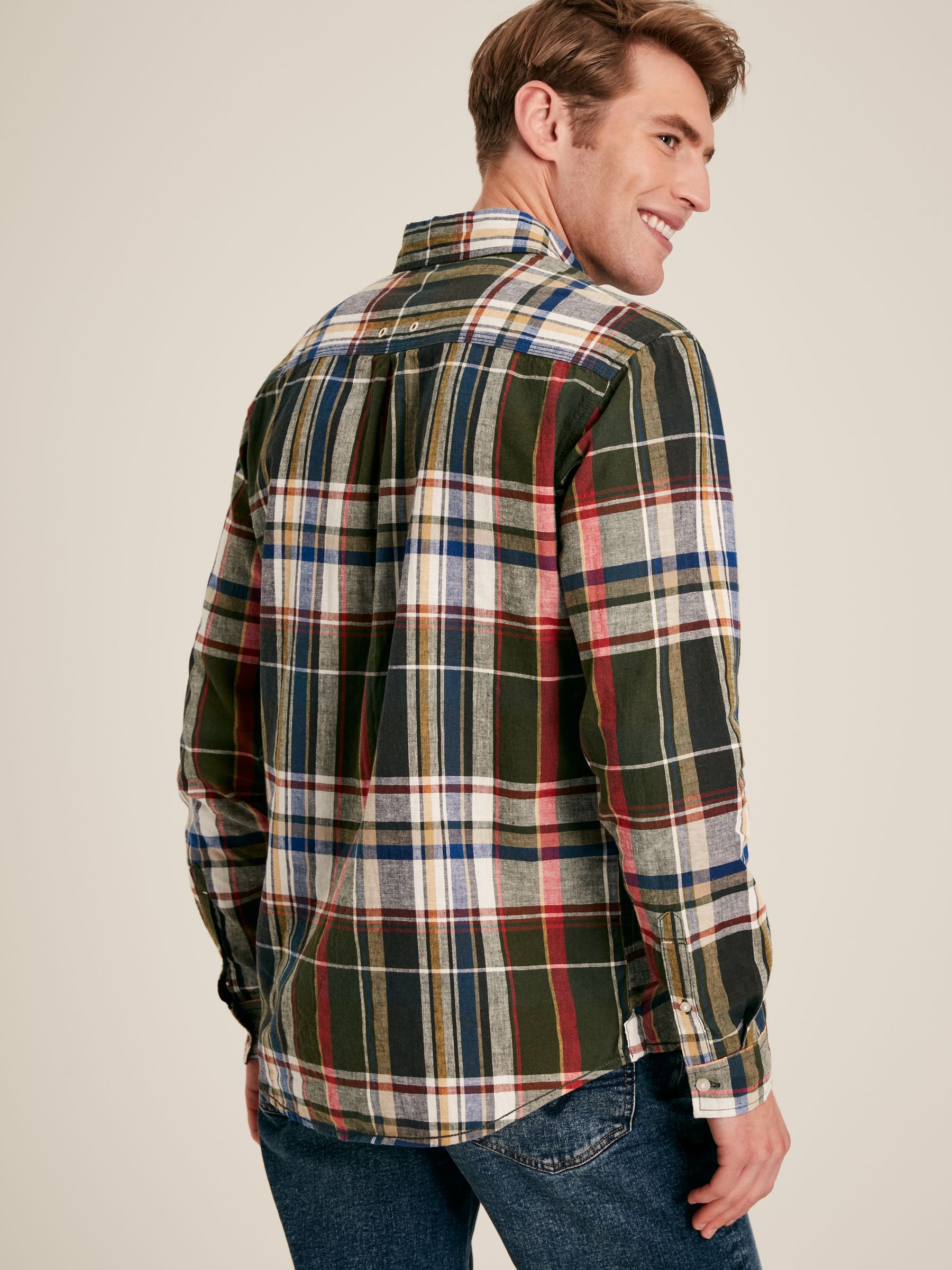 Madras Green Long Sleeve Cotton Check Shirt - Image 2 of 7