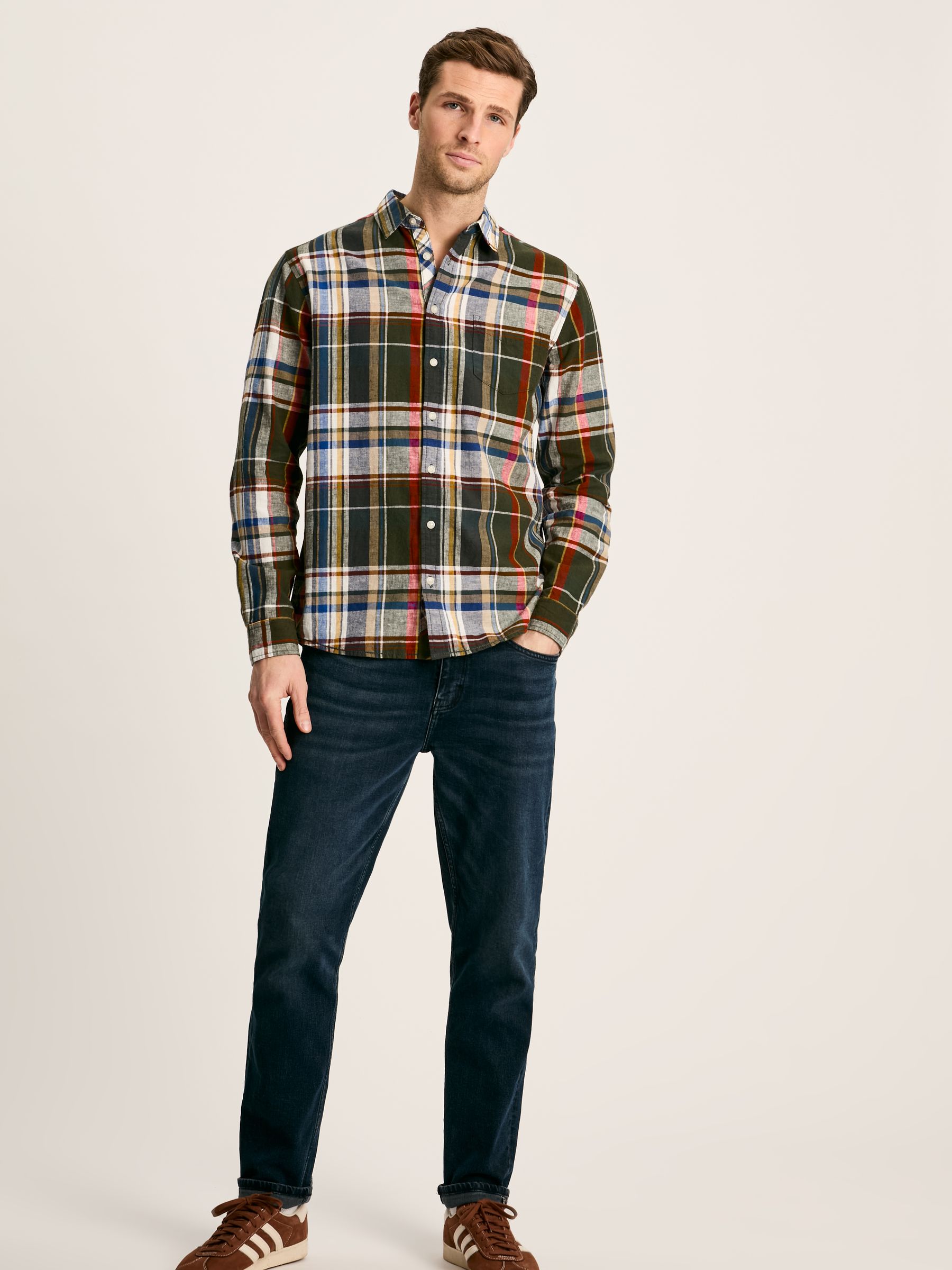 Madras Green Long Sleeve Cotton Check Shirt - Image 3 of 7
