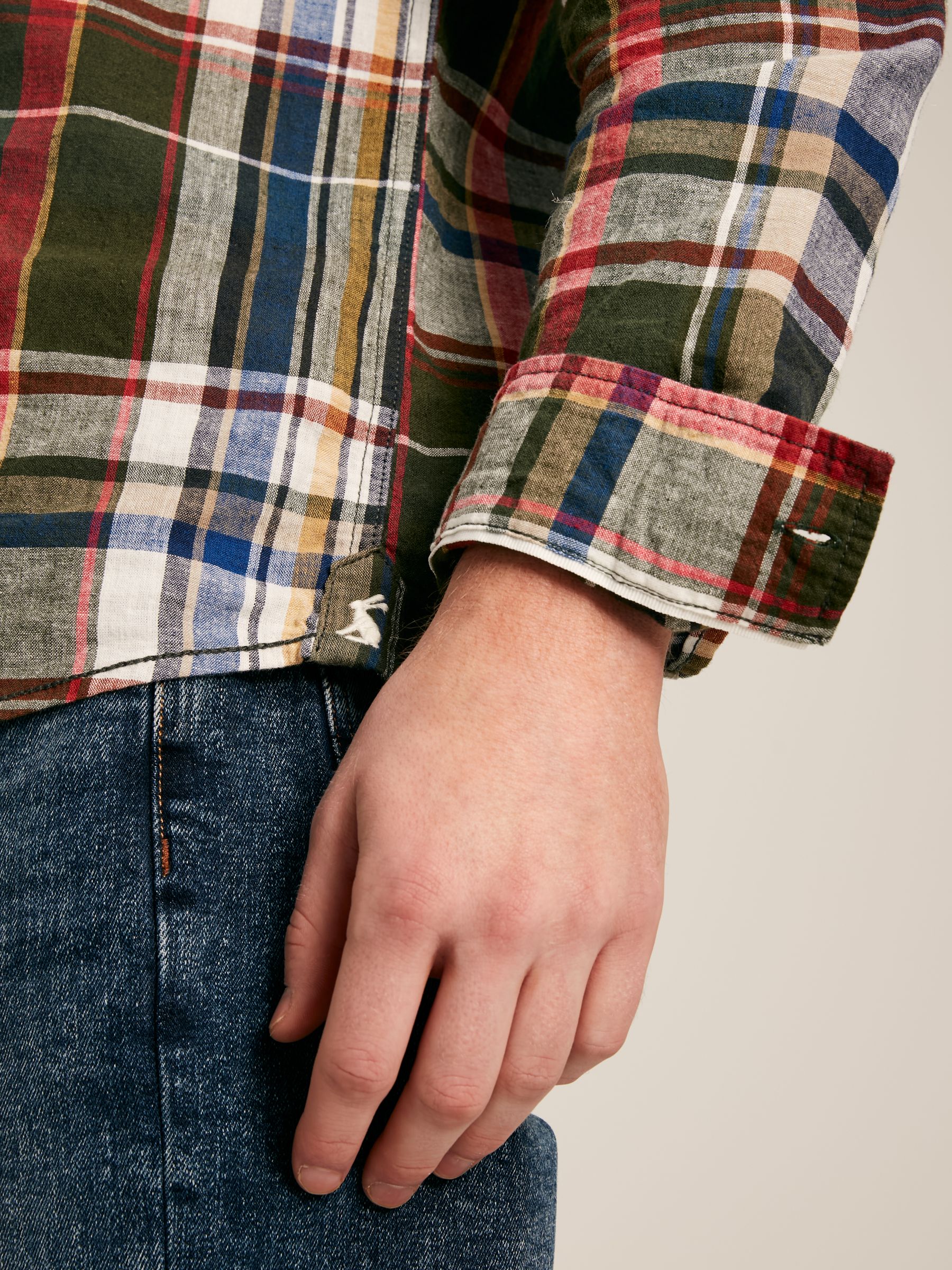 Madras Green Long Sleeve Cotton Check Shirt - Image 6 of 7