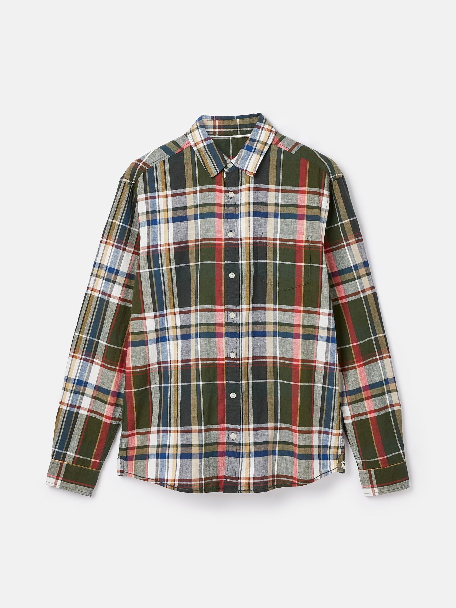 Madras Green Long Sleeve Cotton Check Shirt - Image 7 of 7