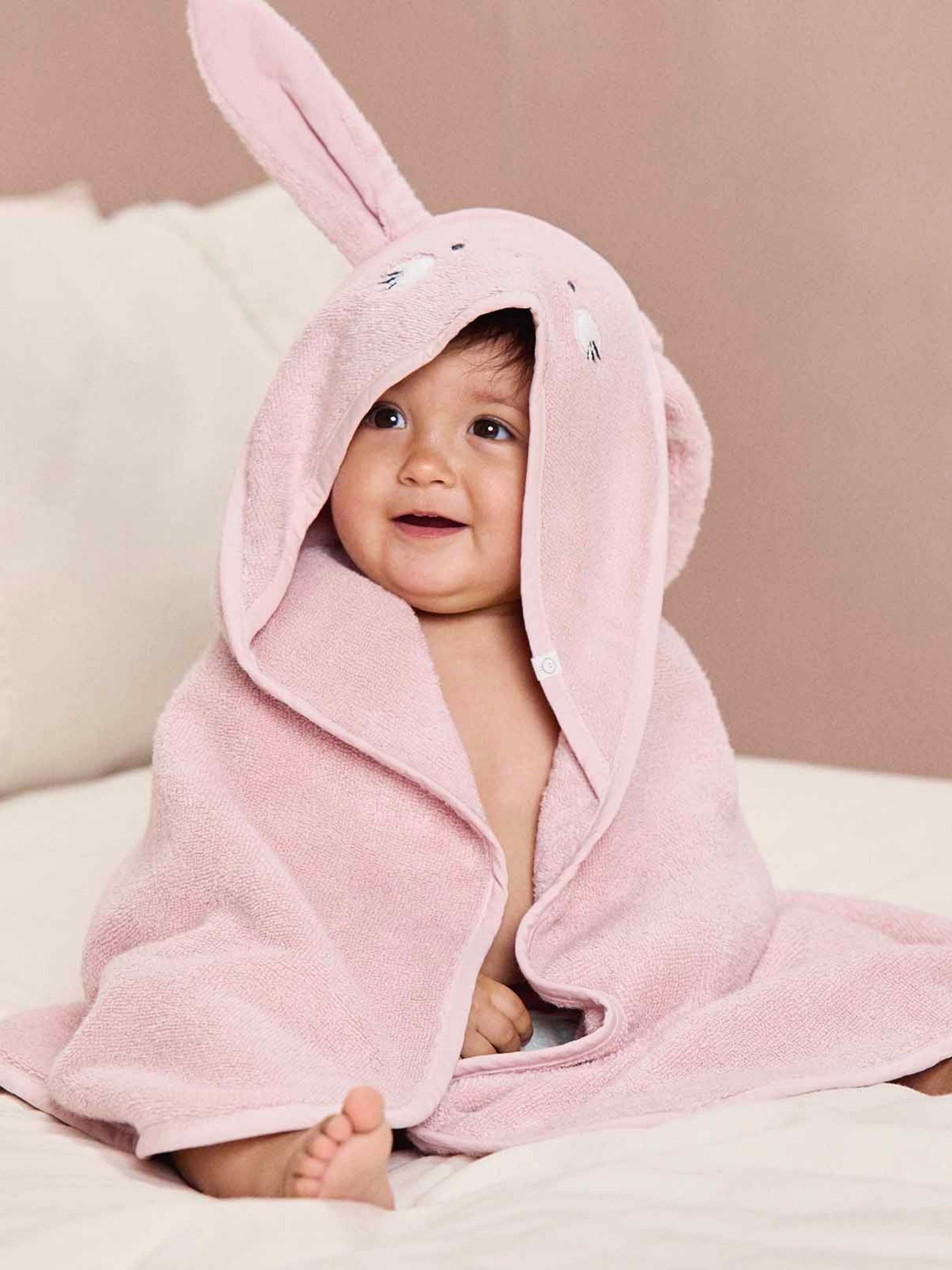 MORI Pink Bunny Supersoft Hooded Towel - Image 1 of 5