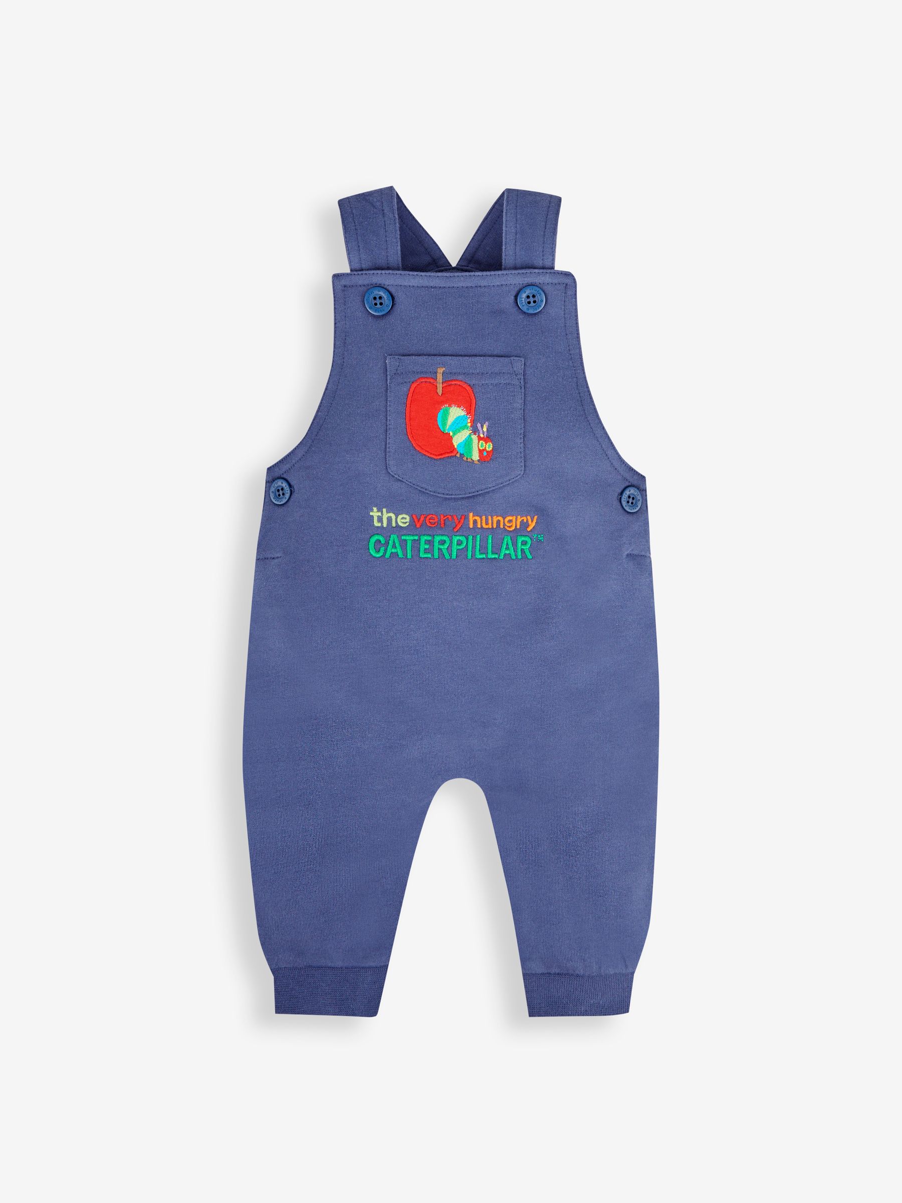 Indigo The Very Hungry Caterpillar Appliqué Dungarees & Stripe Top - Image 2 of 5