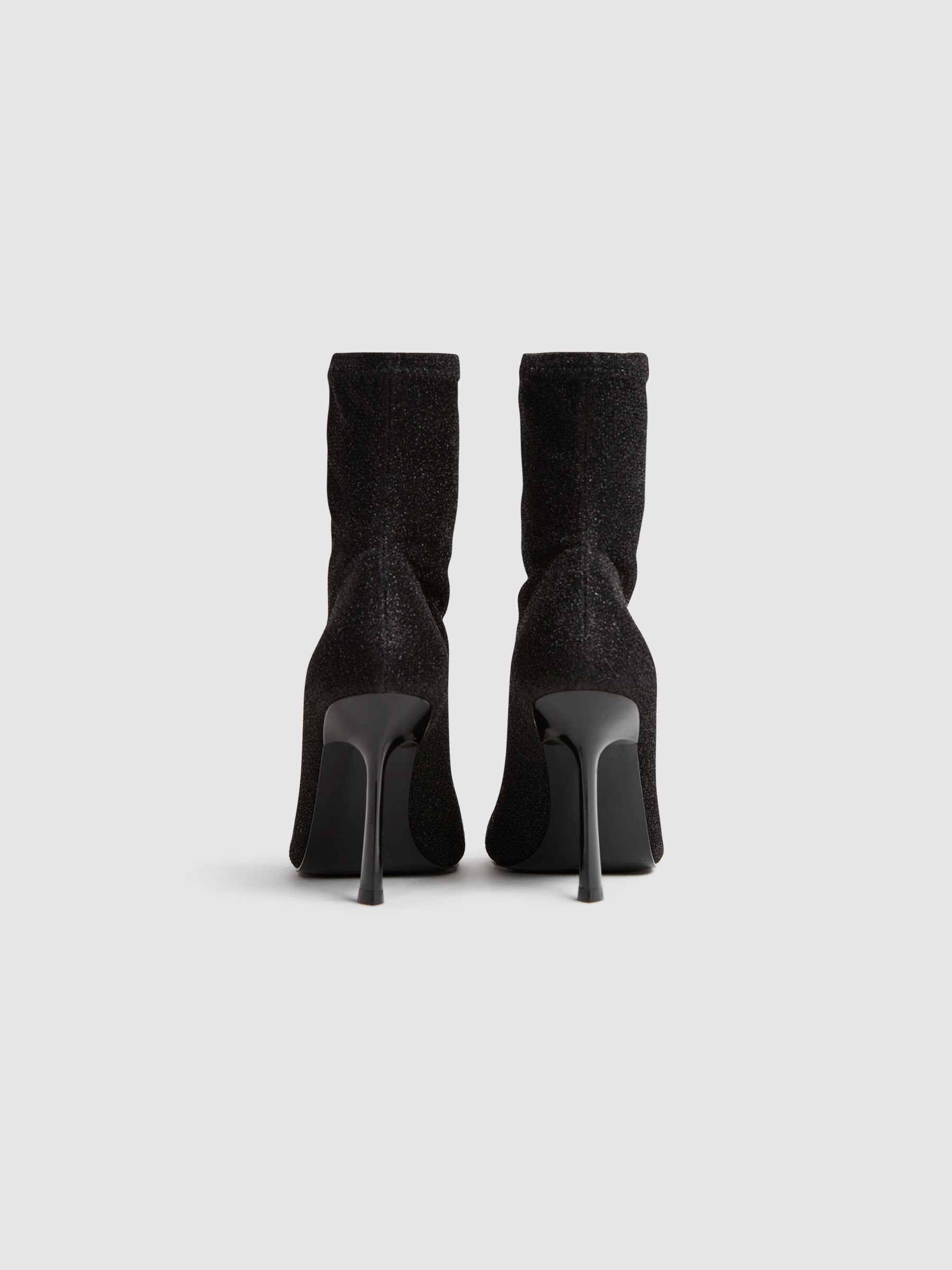 Metallic Sock Boots in Black - Image 4 of 5