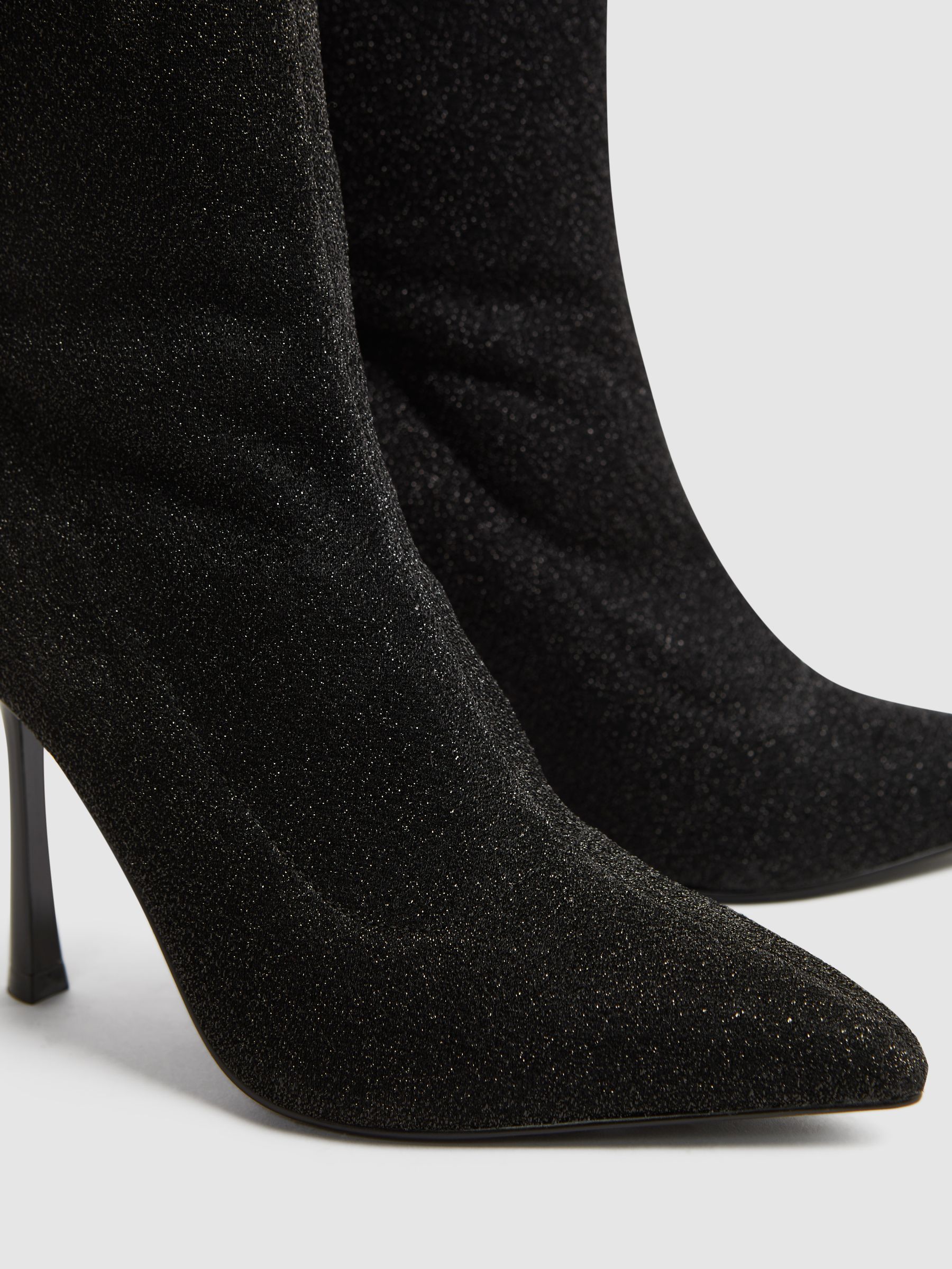 Metallic Sock Boots in Black - Image 5 of 5