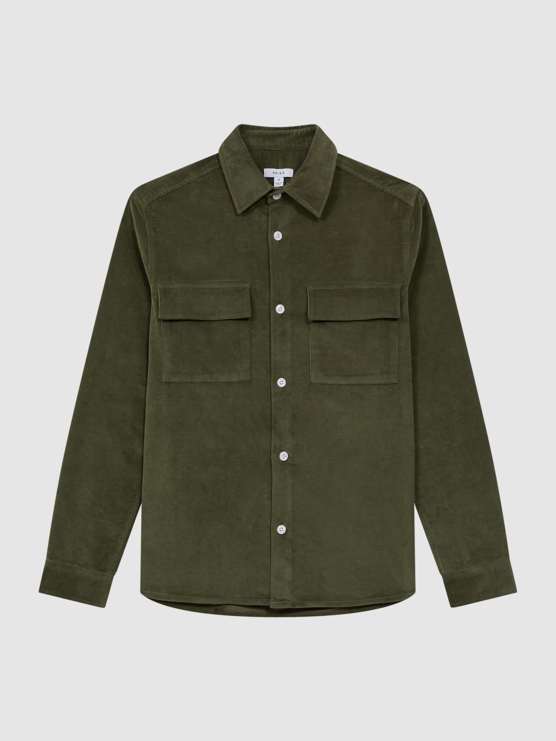 Corduroy Button-Through Overshirt in Kale - Image 2 of 5