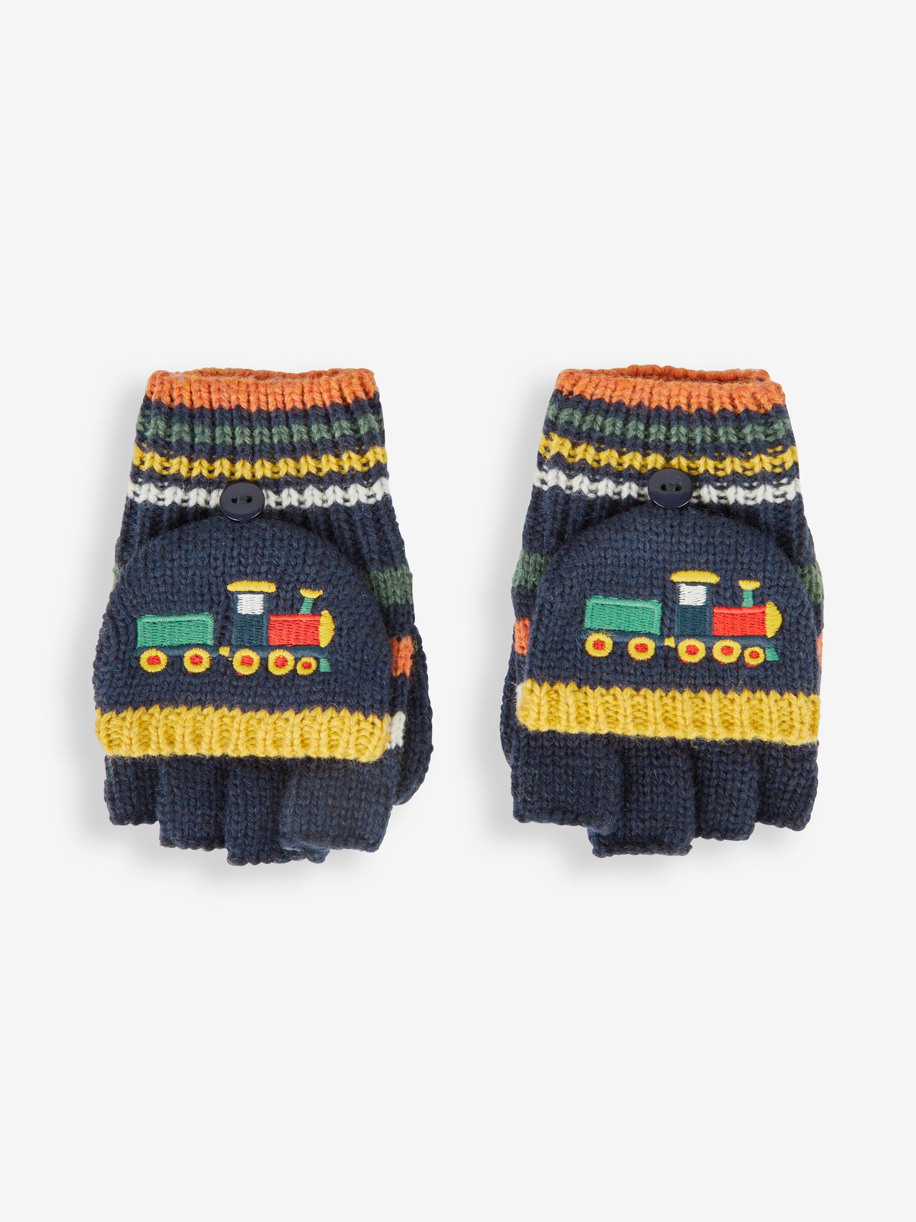 Navy Boys' Train Striped Gloves - Image 1 of 3