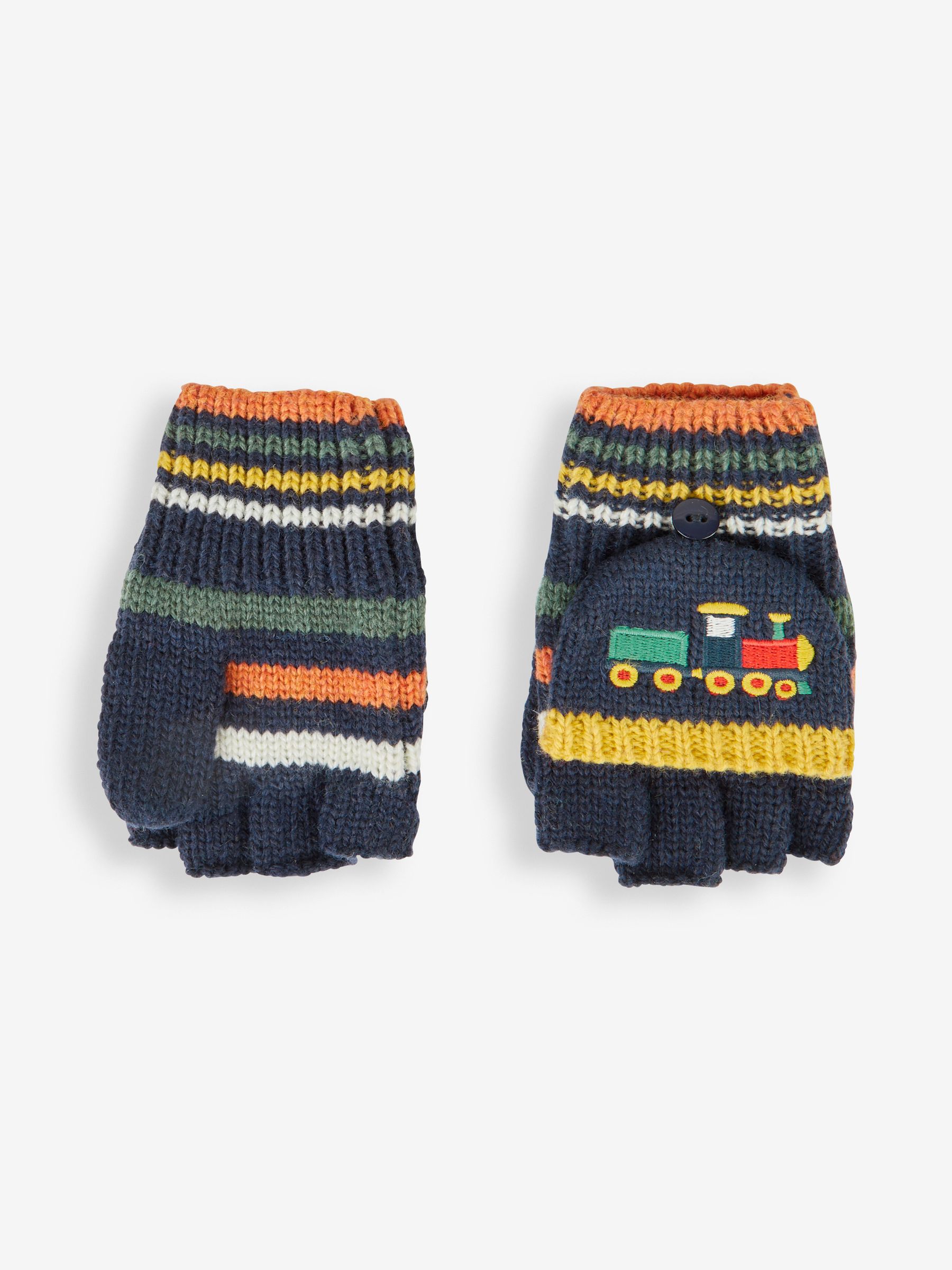 Navy Boys' Train Striped Gloves - Image 2 of 3