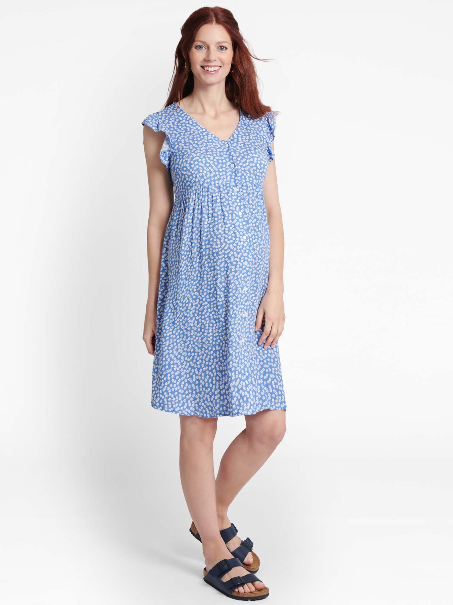 Blue Ditsy Print Maternity Summer Dress - Image 1 of 2