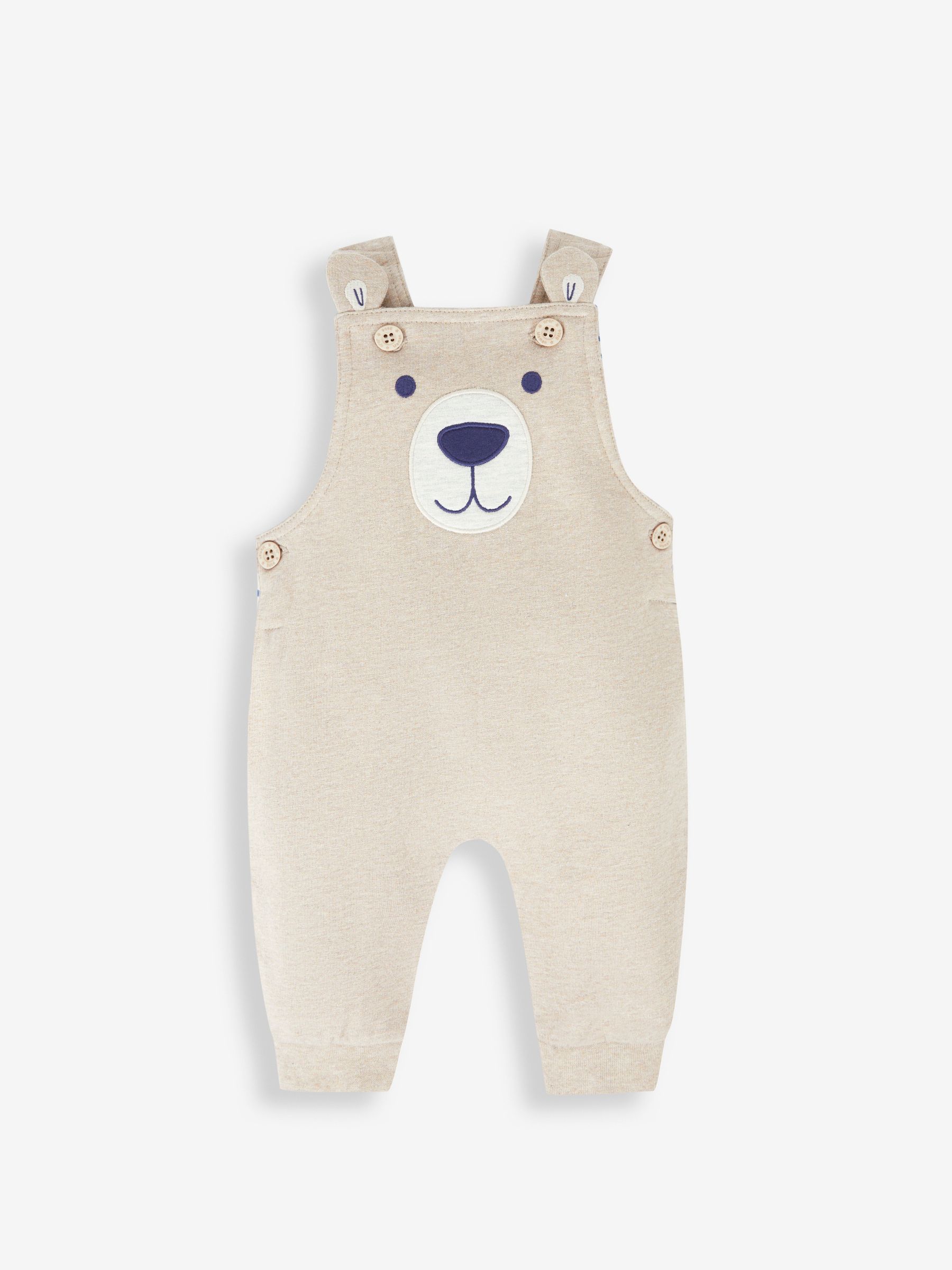 Mocha Brown Bear Boys' Bear Appliqué Dungarees & Stripe Top Set - Image 2 of 5