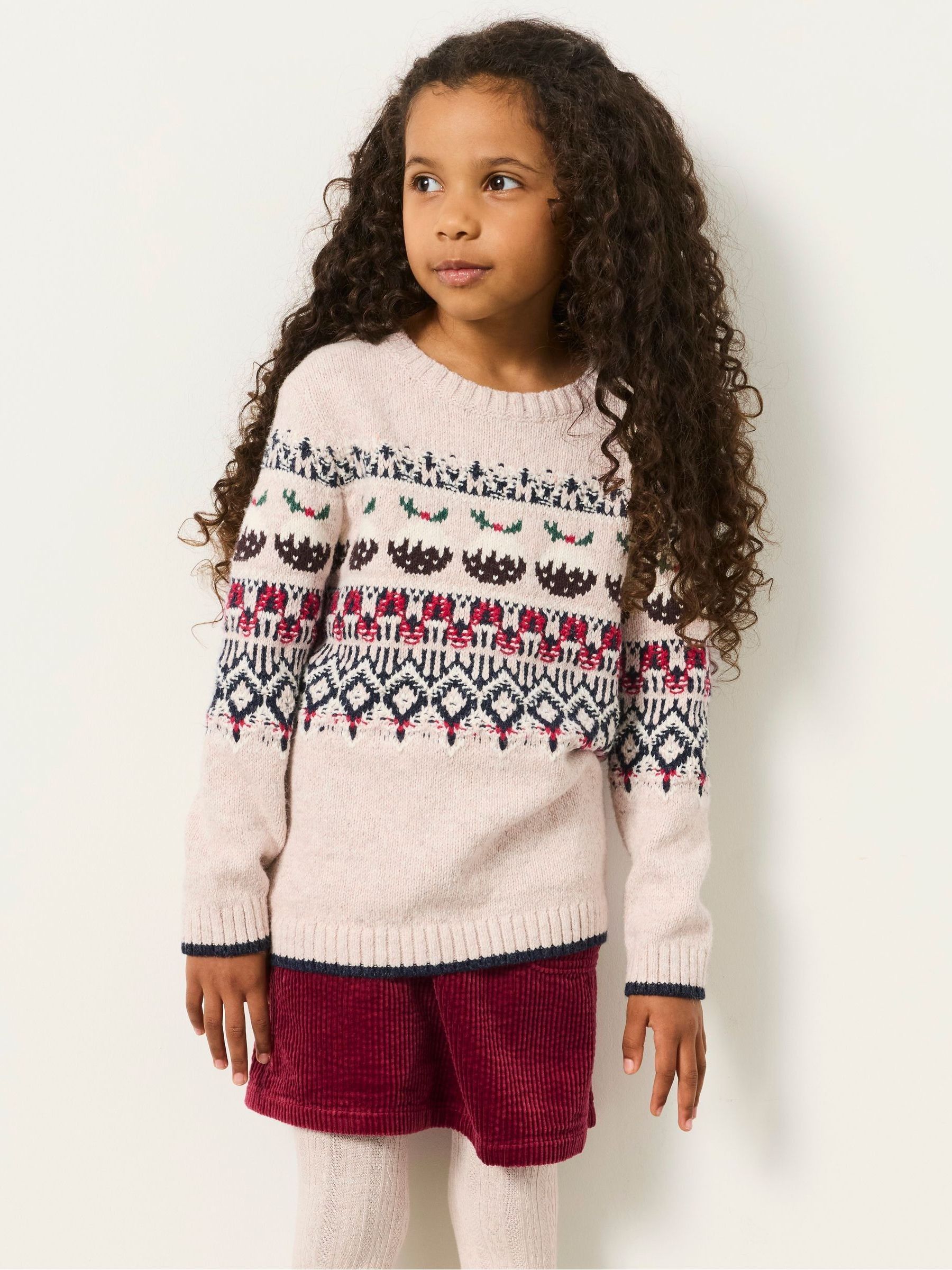 Kids Matching Family Cream Christmas Pudding Fairisle Jumper (3-12yrs) - Image 1 of 5