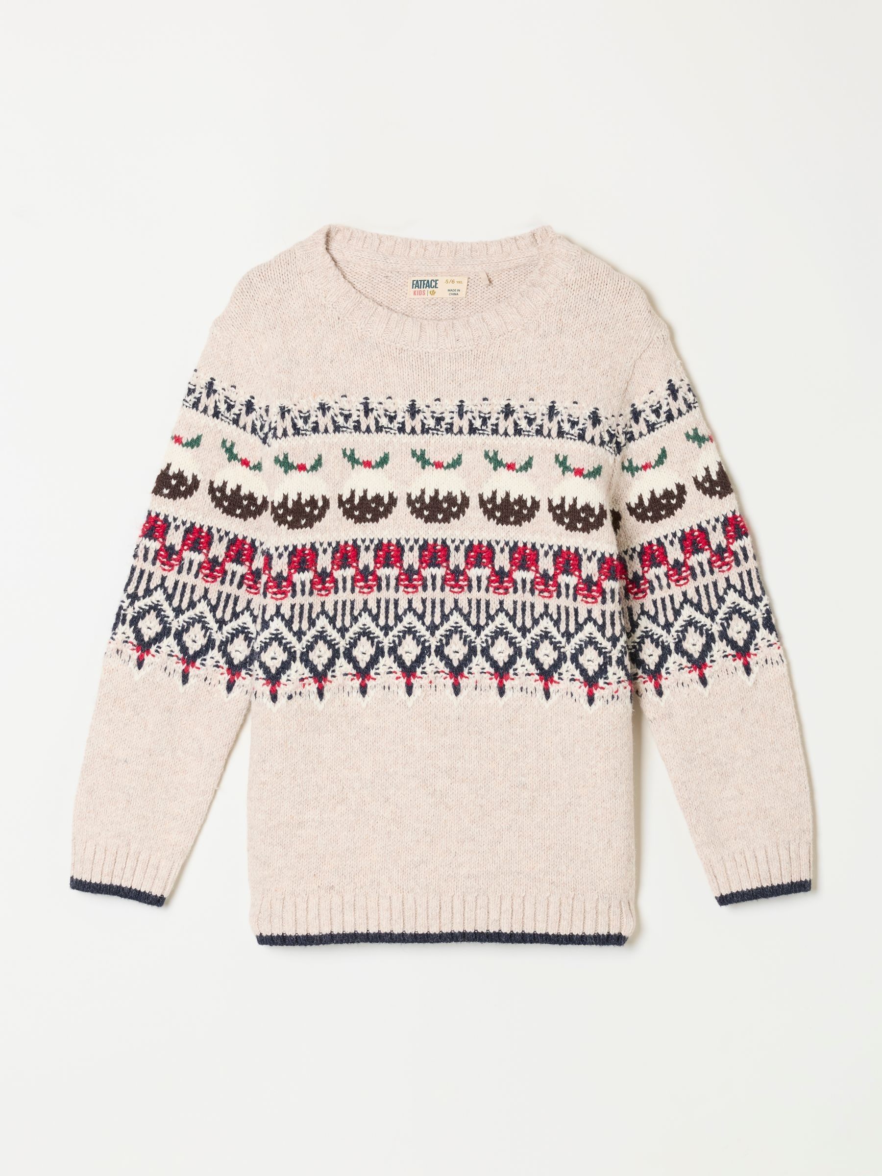 Kids Matching Family Cream Christmas Pudding Fairisle Jumper (3-12yrs) - Image 5 of 5