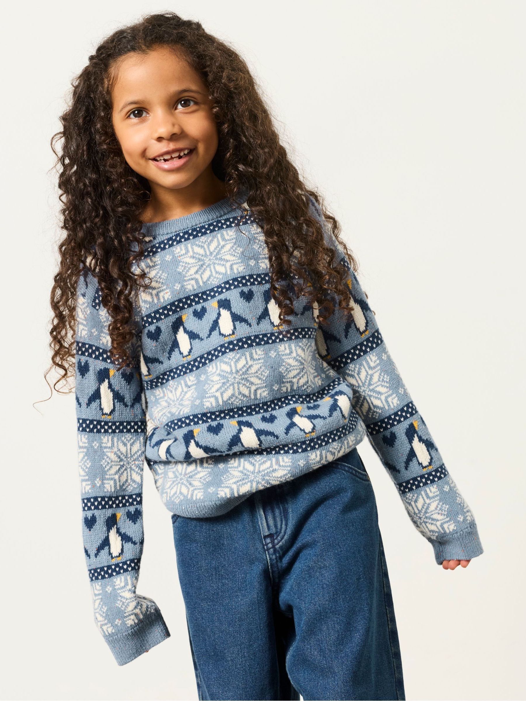 Kids Matching Family Blue Penguin Christmas Jumper (3-12yrs) - Image 1 of 7