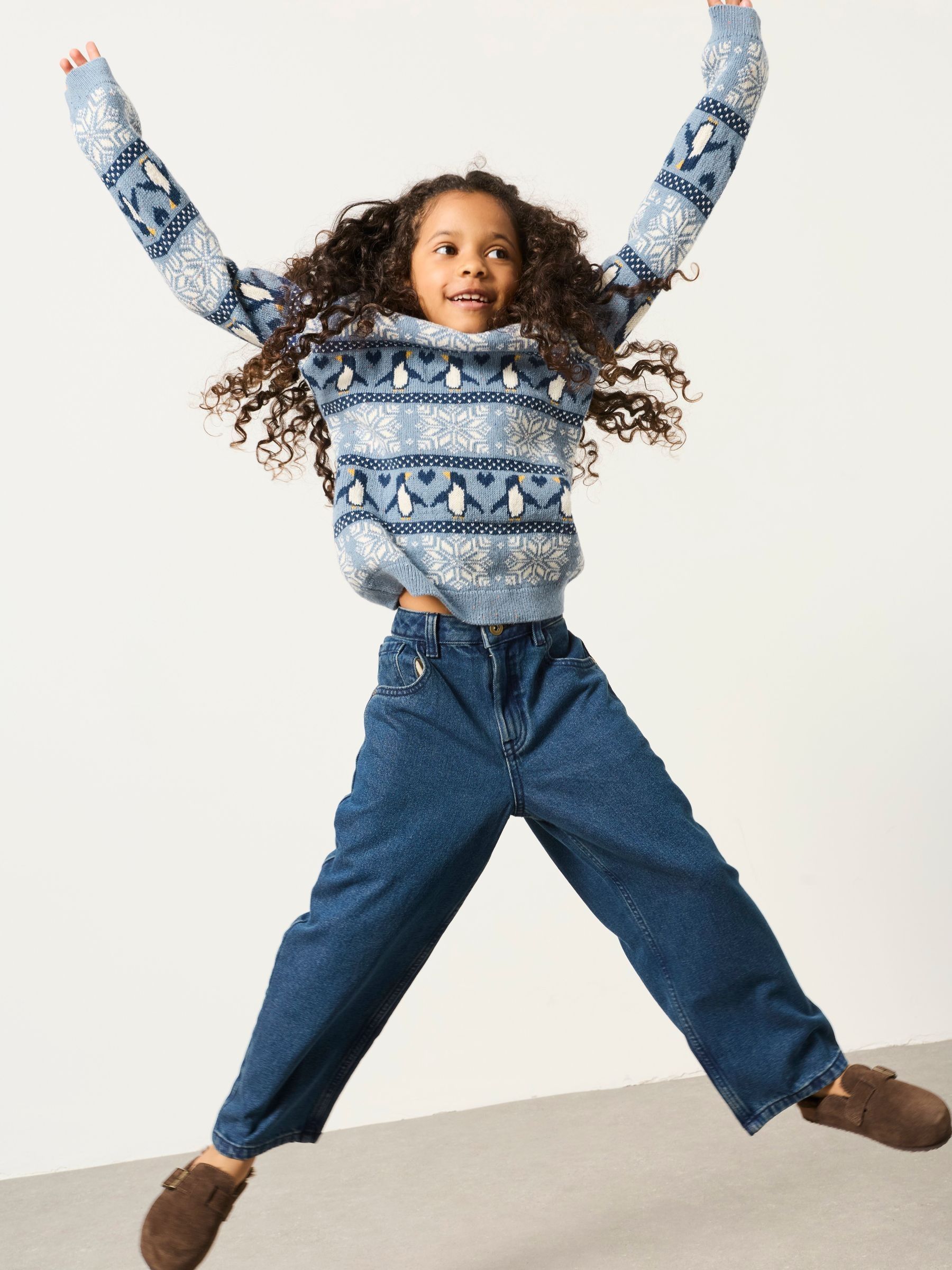 Kids Matching Family Blue Penguin Christmas Jumper (3-12yrs) - Image 4 of 7