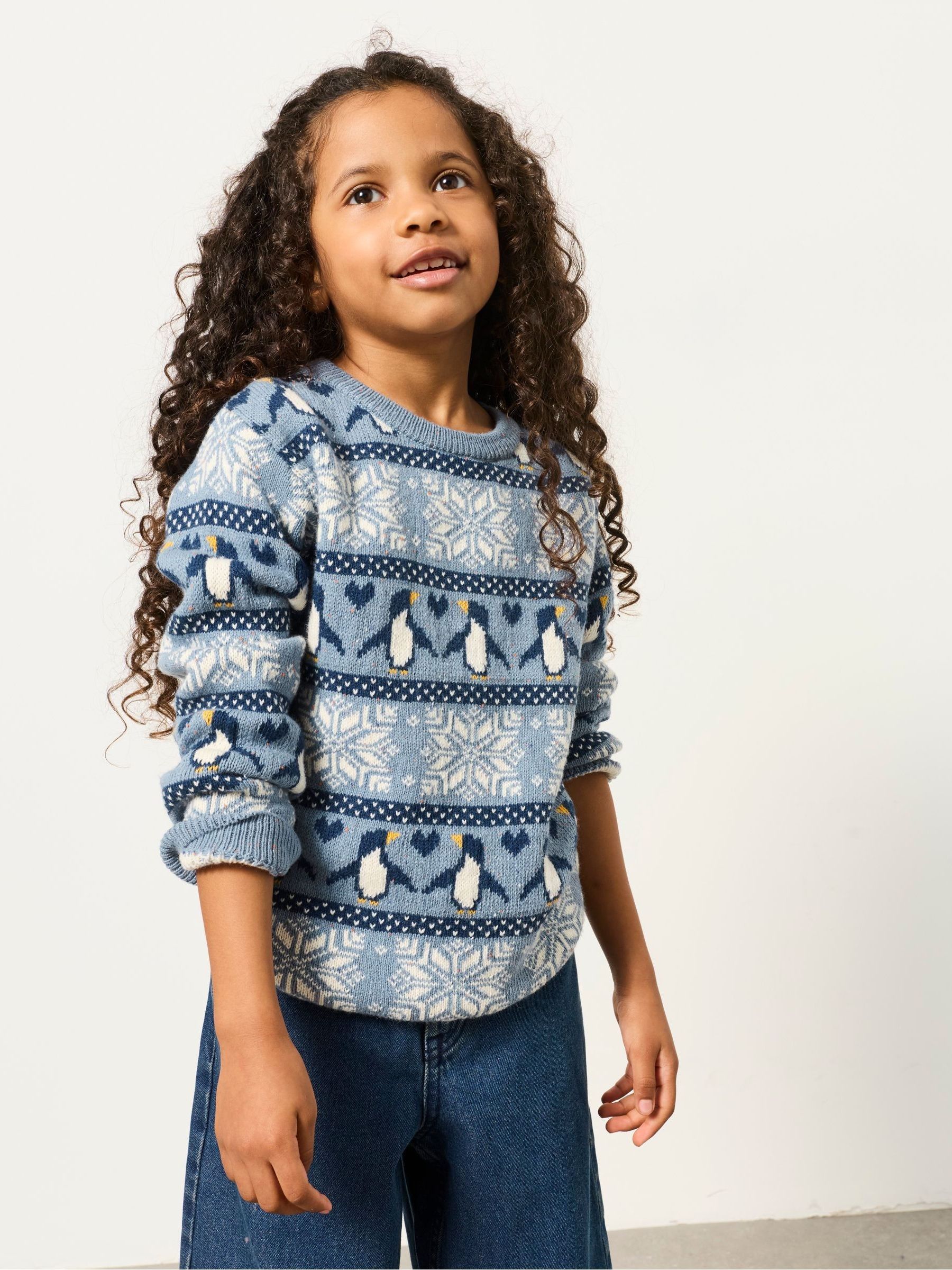 Kids Matching Family Blue Penguin Christmas Jumper (3-12yrs) - Image 5 of 7