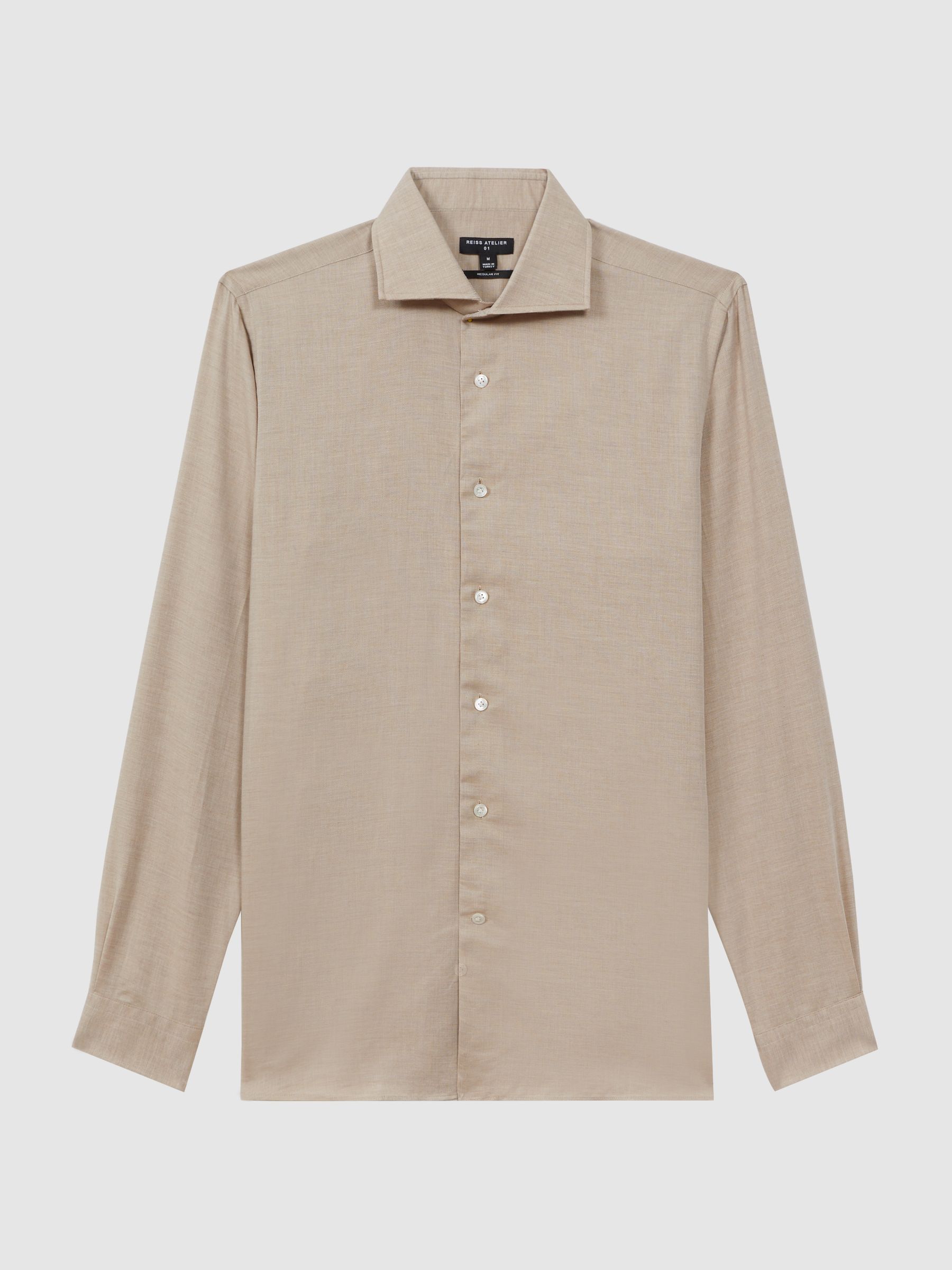 Atelier Italian Cotton Cashmere Shirt in Taupe - Image 2 of 6