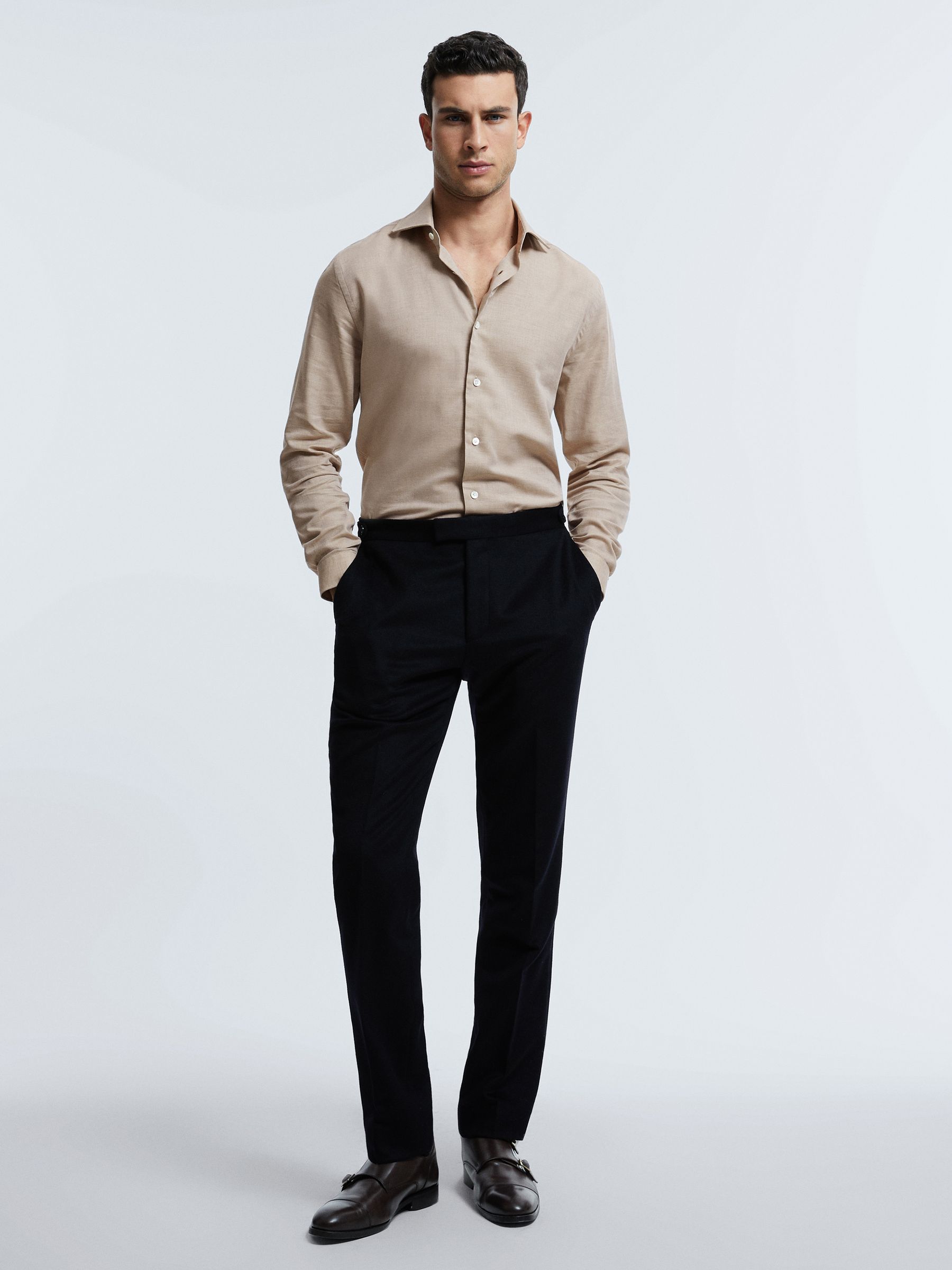 Atelier Italian Cotton Cashmere Shirt in Taupe - Image 3 of 6